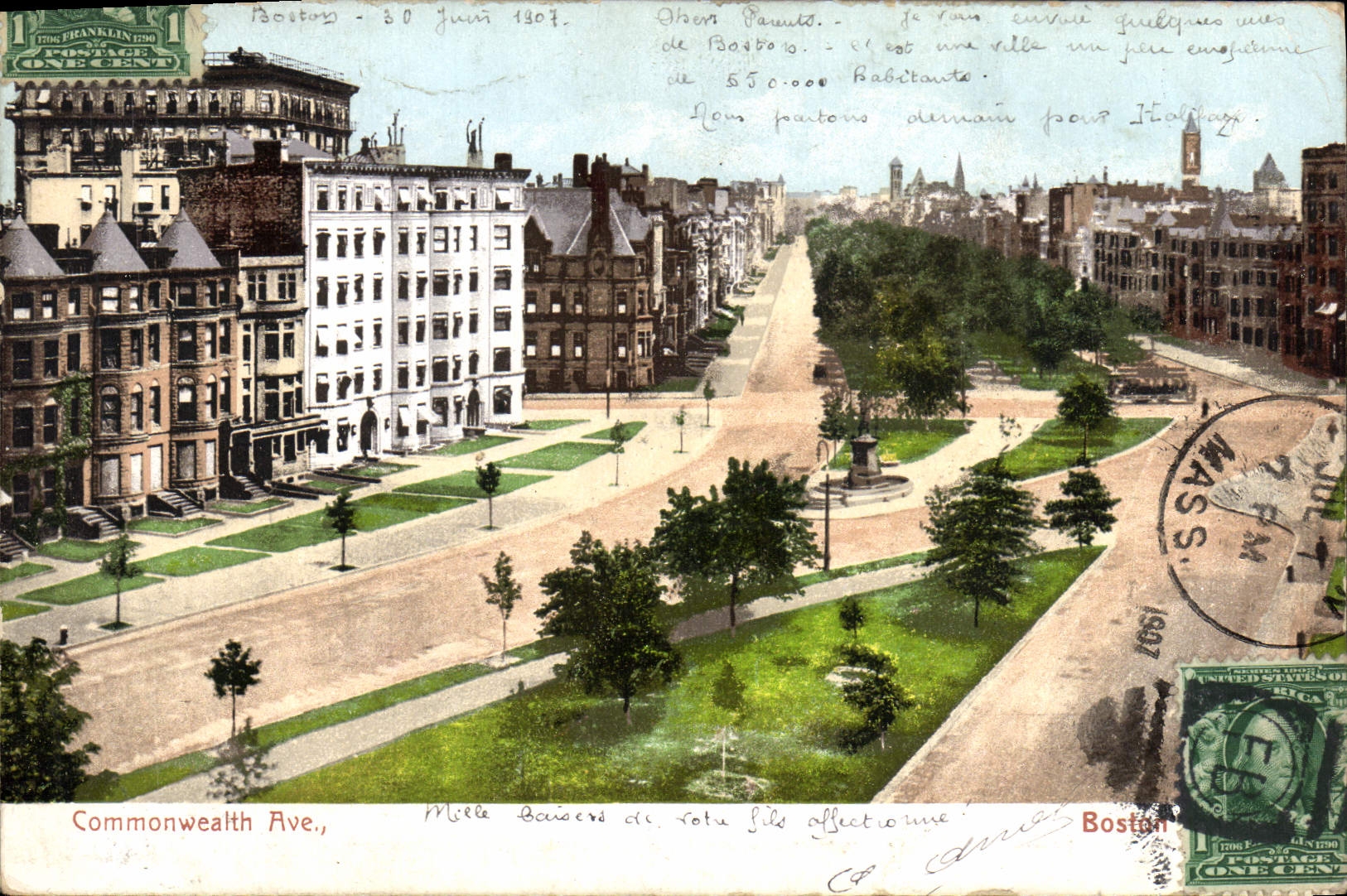 VINTAGE POSTCARD the Commonwealth Ave Boston