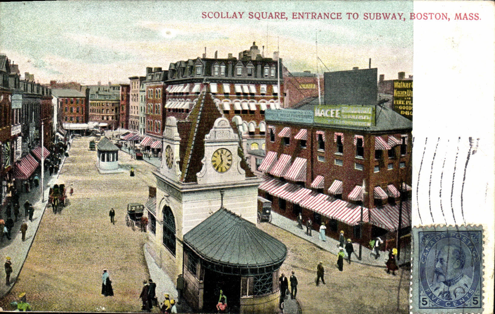 VINTAGE POSTCARD Scollay Public garden Fan-in To Subway Boston Farmhouse Subway