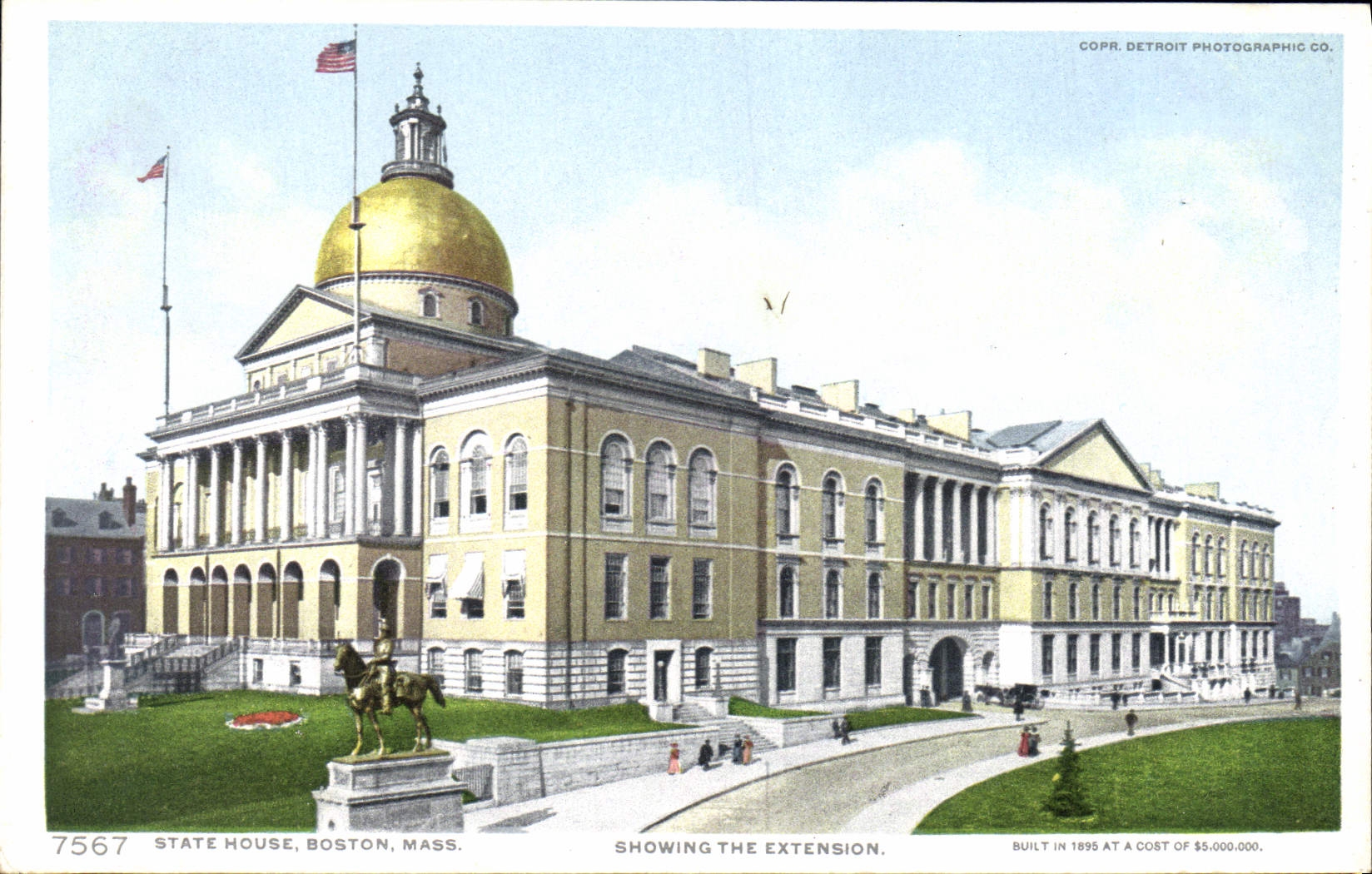 Cortijo de Boston de la casa del estado de la POSTAL de la VENDIMIA que demuestra la extensión