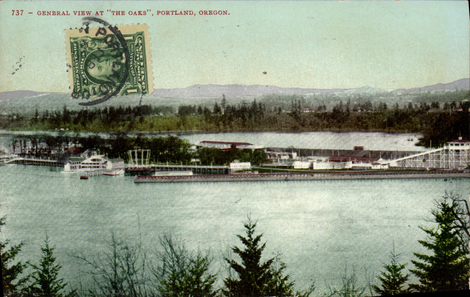 Opinión general de la POSTAL de la VENDIMIA en los robles Portalnd Oregon