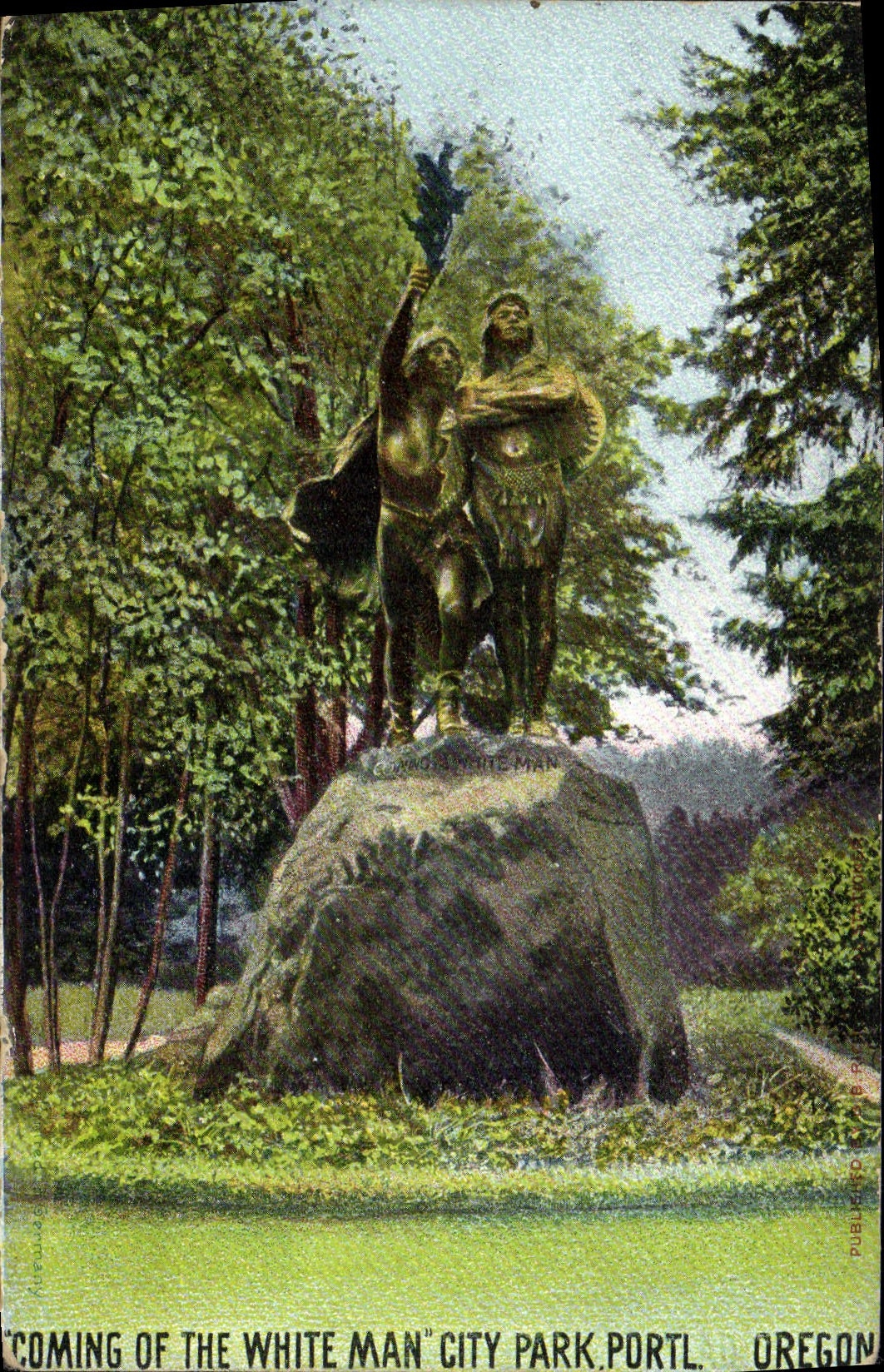 POSTAL de la VENDIMIA que viene apagado el parque Portl Oregon de la ciudad del hombre blanco