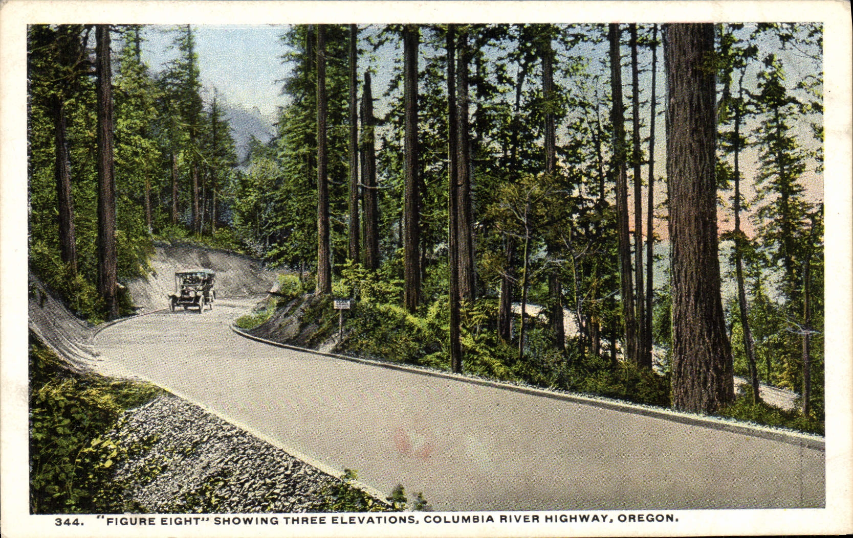 VINTAGE POSTCARD Figure Eight Showng Three Columbia Rises To rivet Oregon Highway