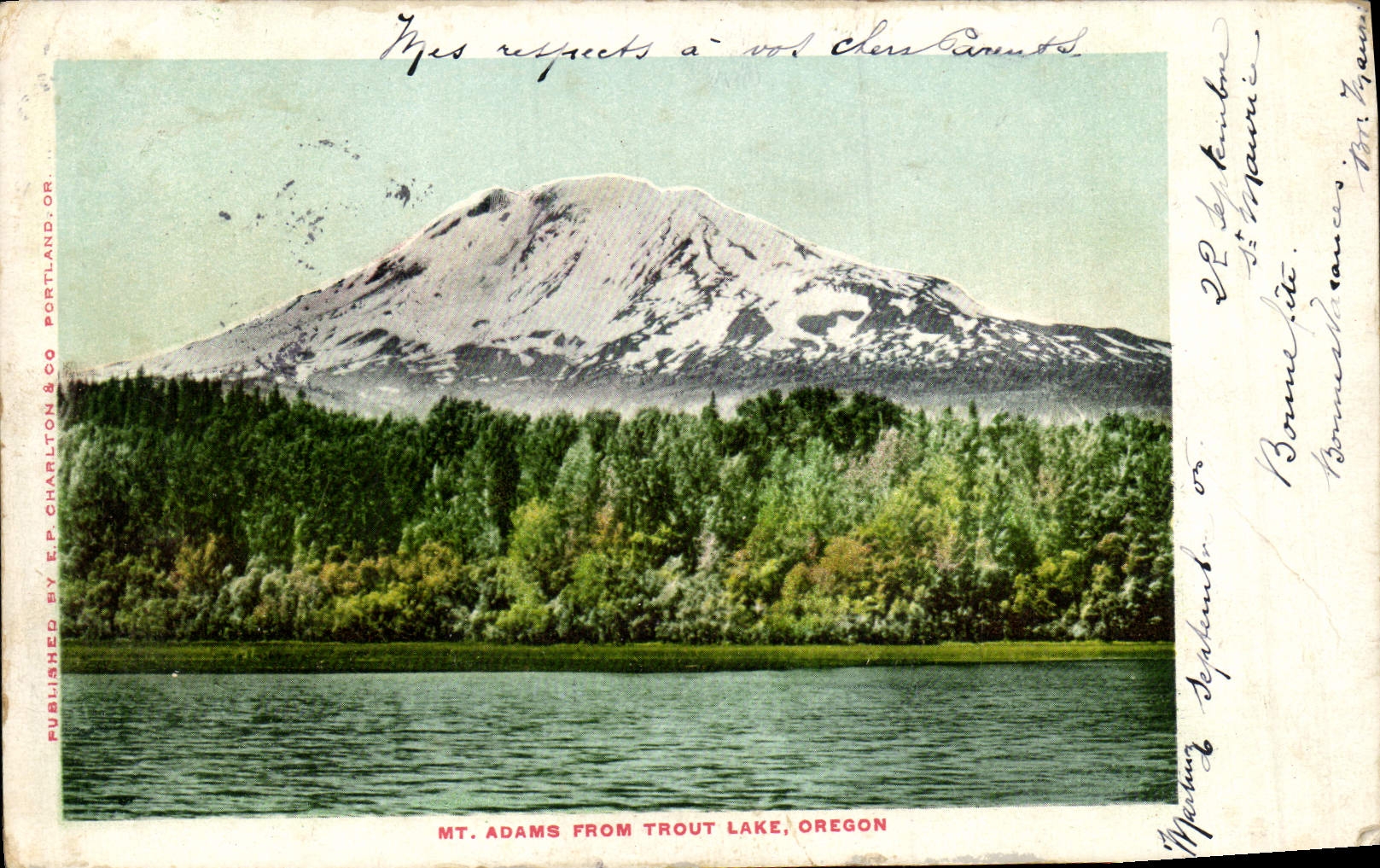 VINTAGE POSTCARD MT Adams From Trout Laks Oregon