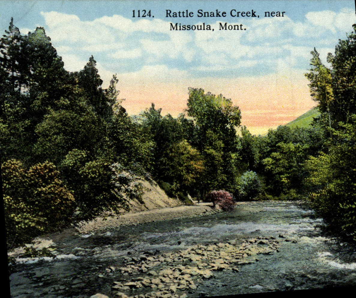 VINTAGE POSTCARD Ratle Snake Creek Near Missoula Mount
