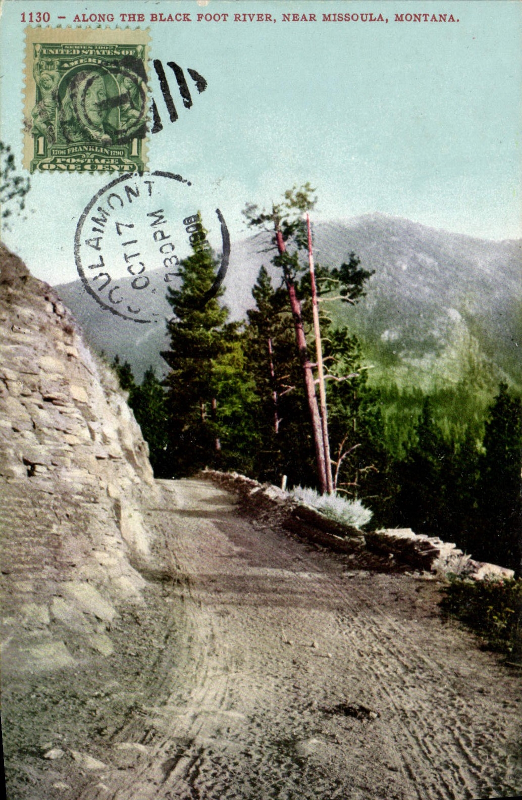 VINTAGE POSTCARD Along The Black Foot To rivet Near Missoula Mount
