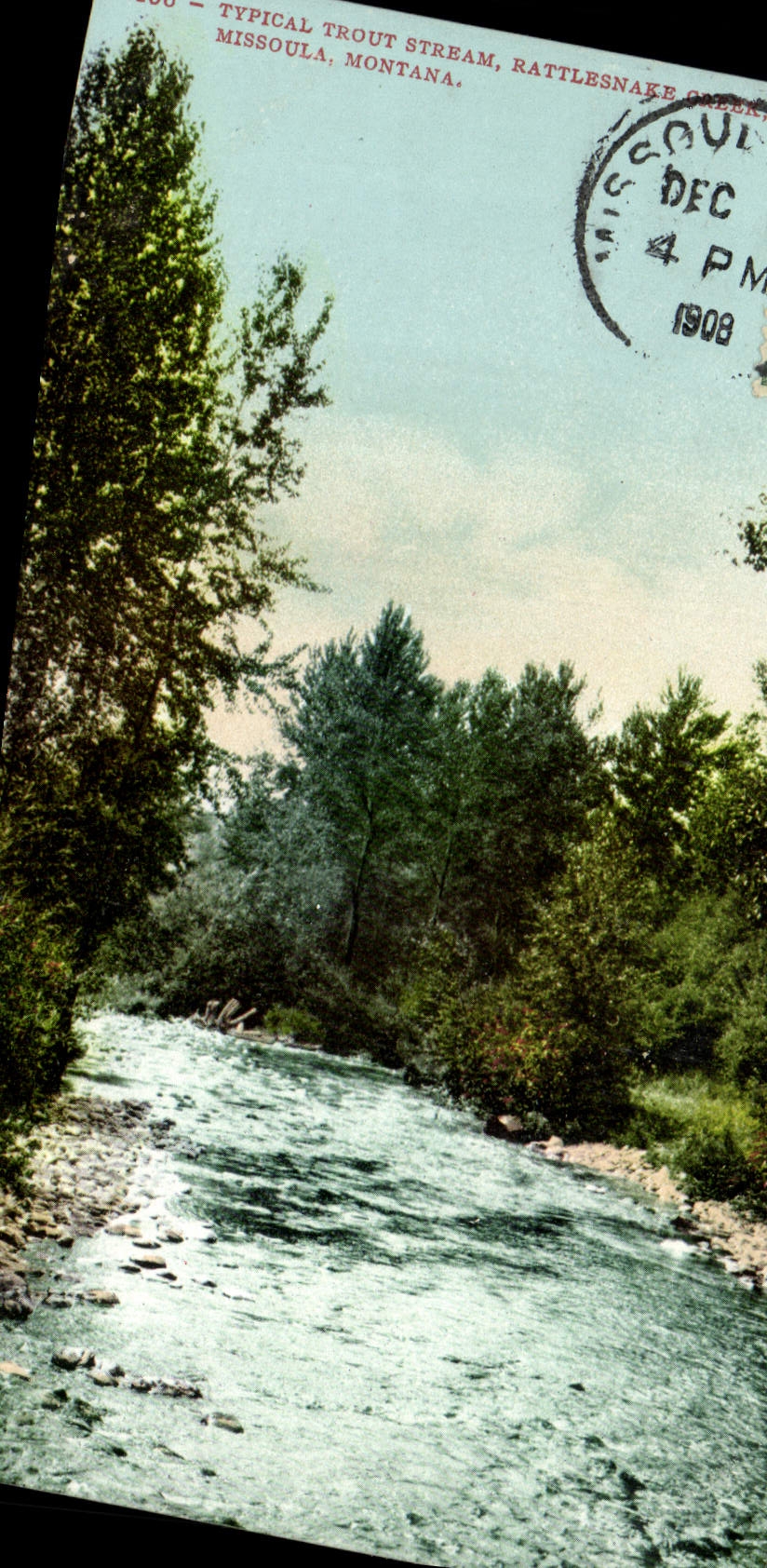 Corriente típica Rattlesnaee Missoula Montana de la trucha de la POSTAL de la VENDIMIA