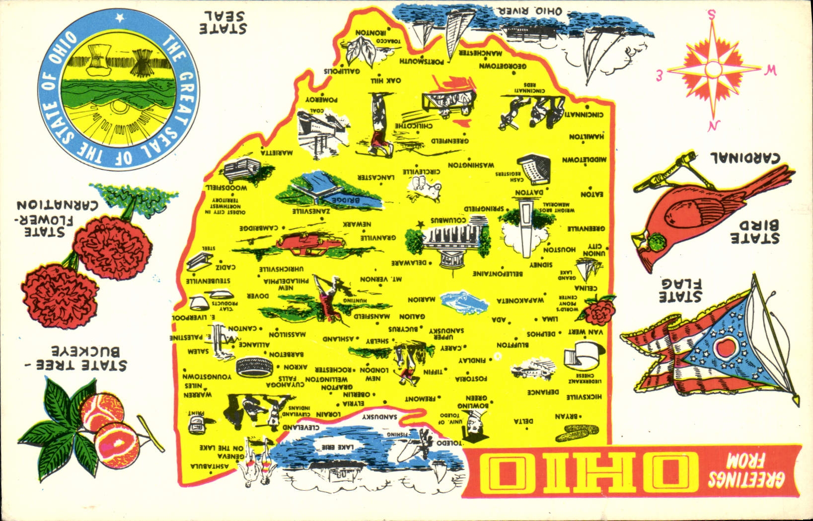 VINTAGE POSTCARD Ohio The Buskeye State