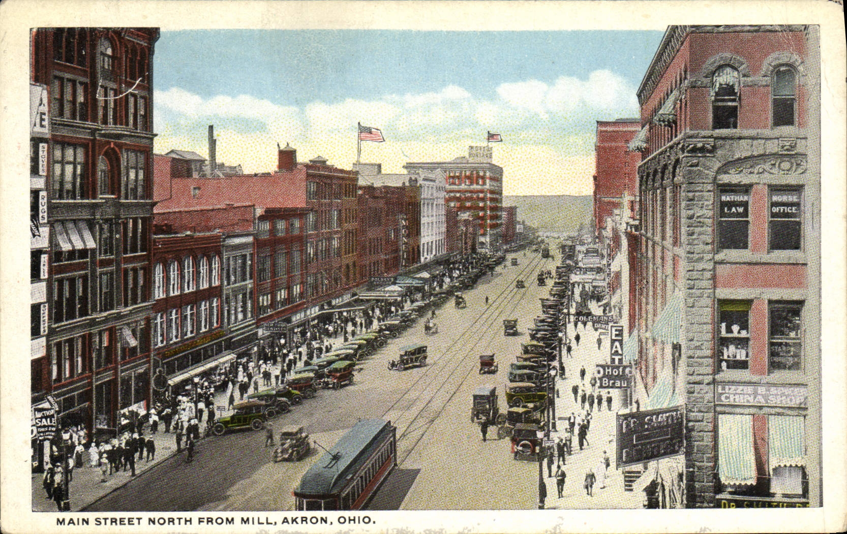 VINTAGE POSTCARD Hand Street North From Millet Akron Ohio
