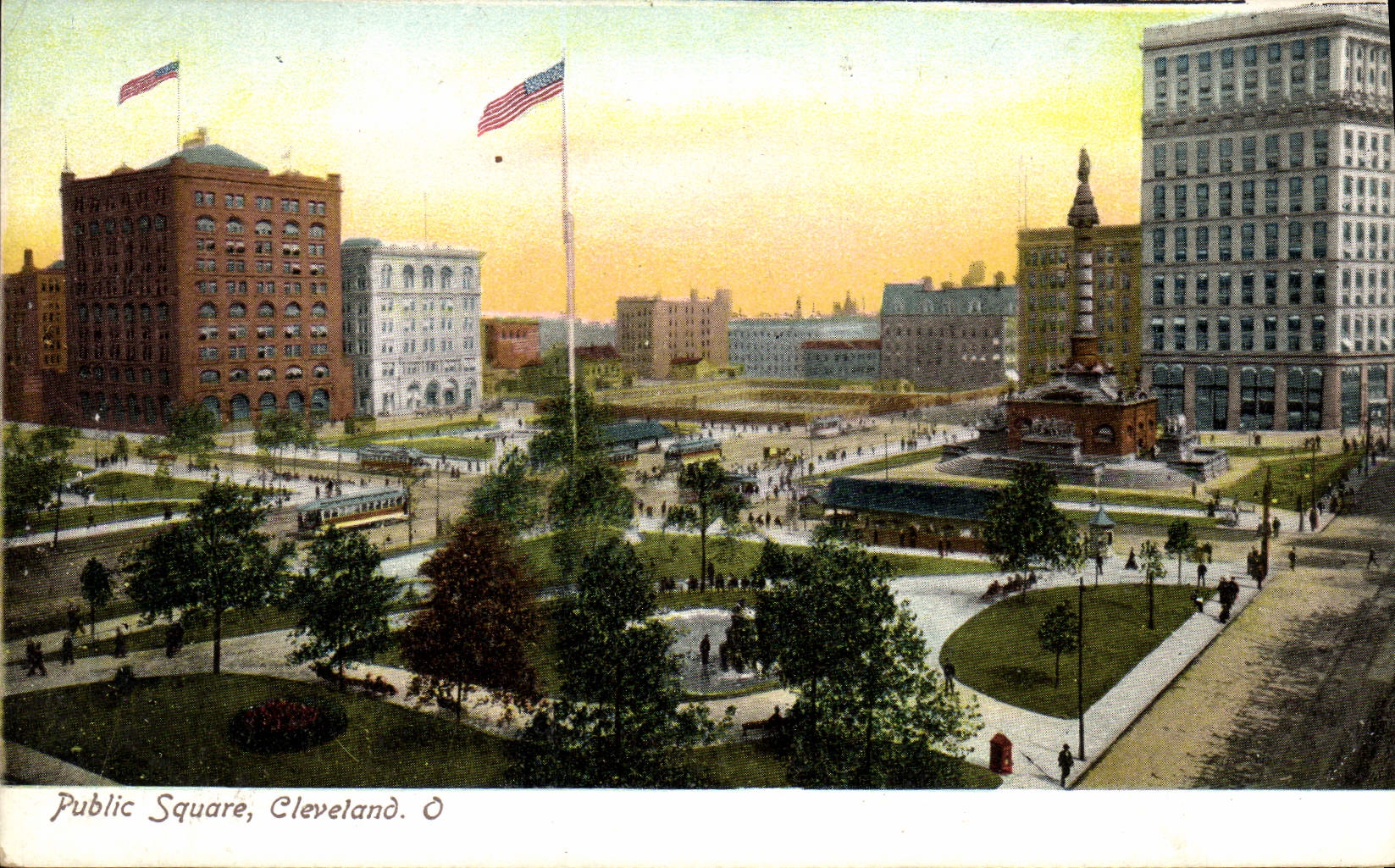 VINTAGE POSTCARD Public Cleveland Public garden