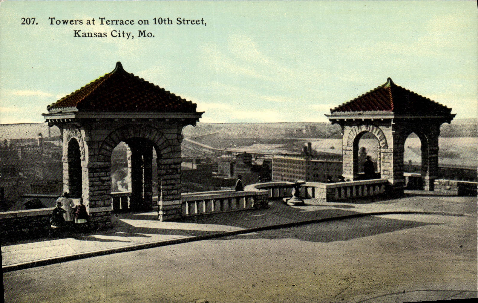 VINTAGE POSTCARD Towers At Terrace One 10th Street Kansas City Mo