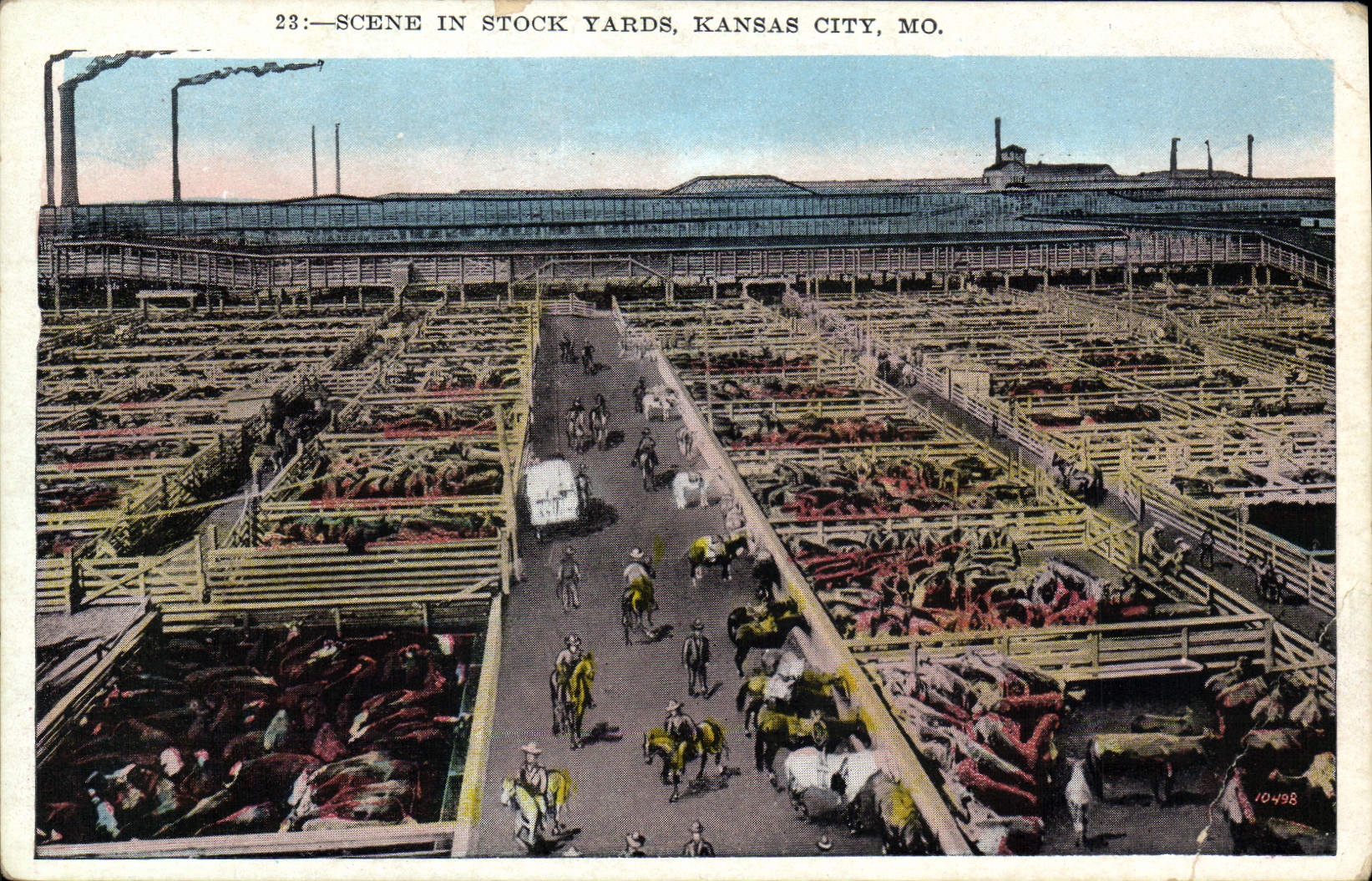 VINTAGE POSTCARD Scene In Stock Yards Kansas City Mo