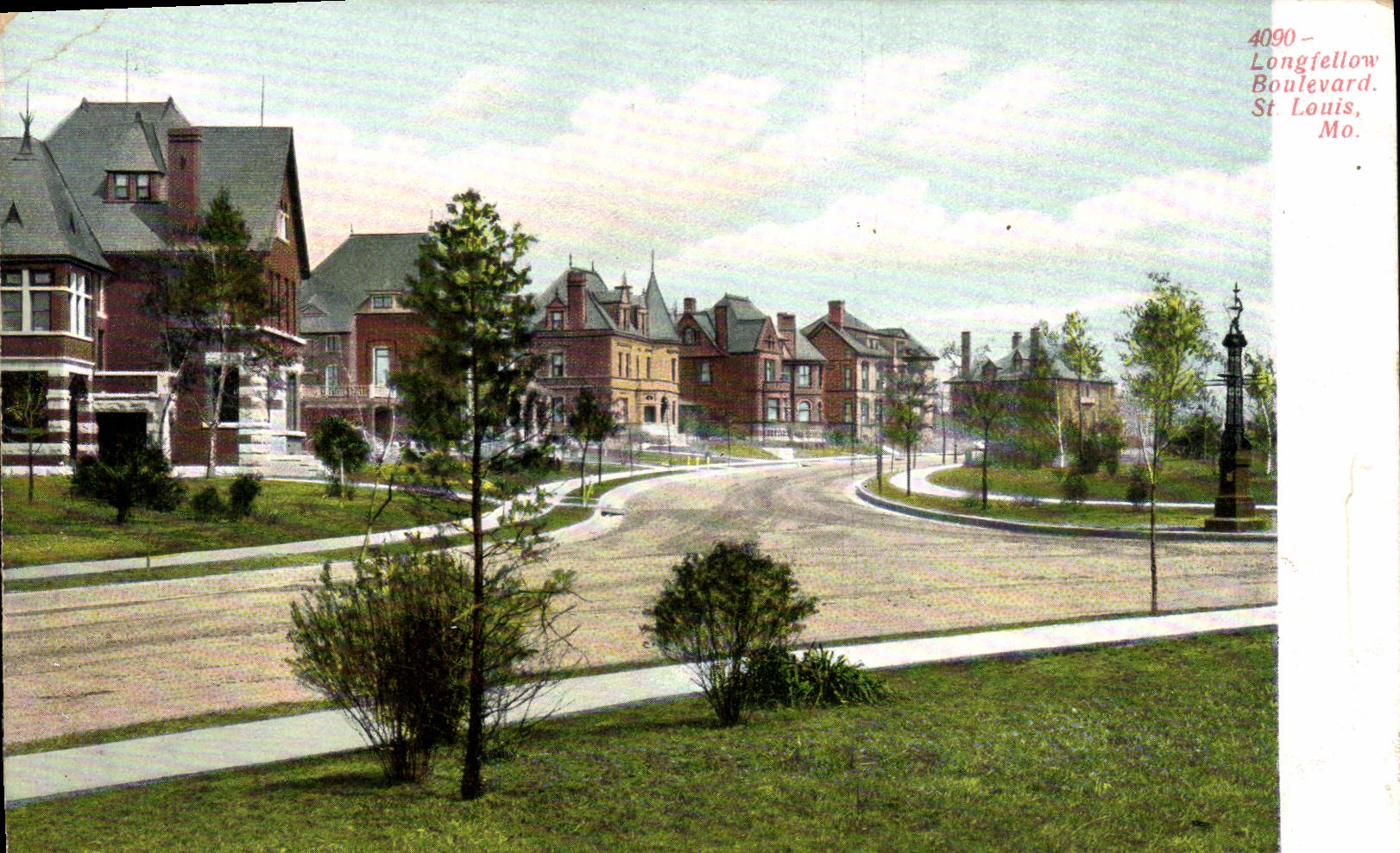 VINTAGE POSTCARD Longfellow Boulevard St Louis Mo
