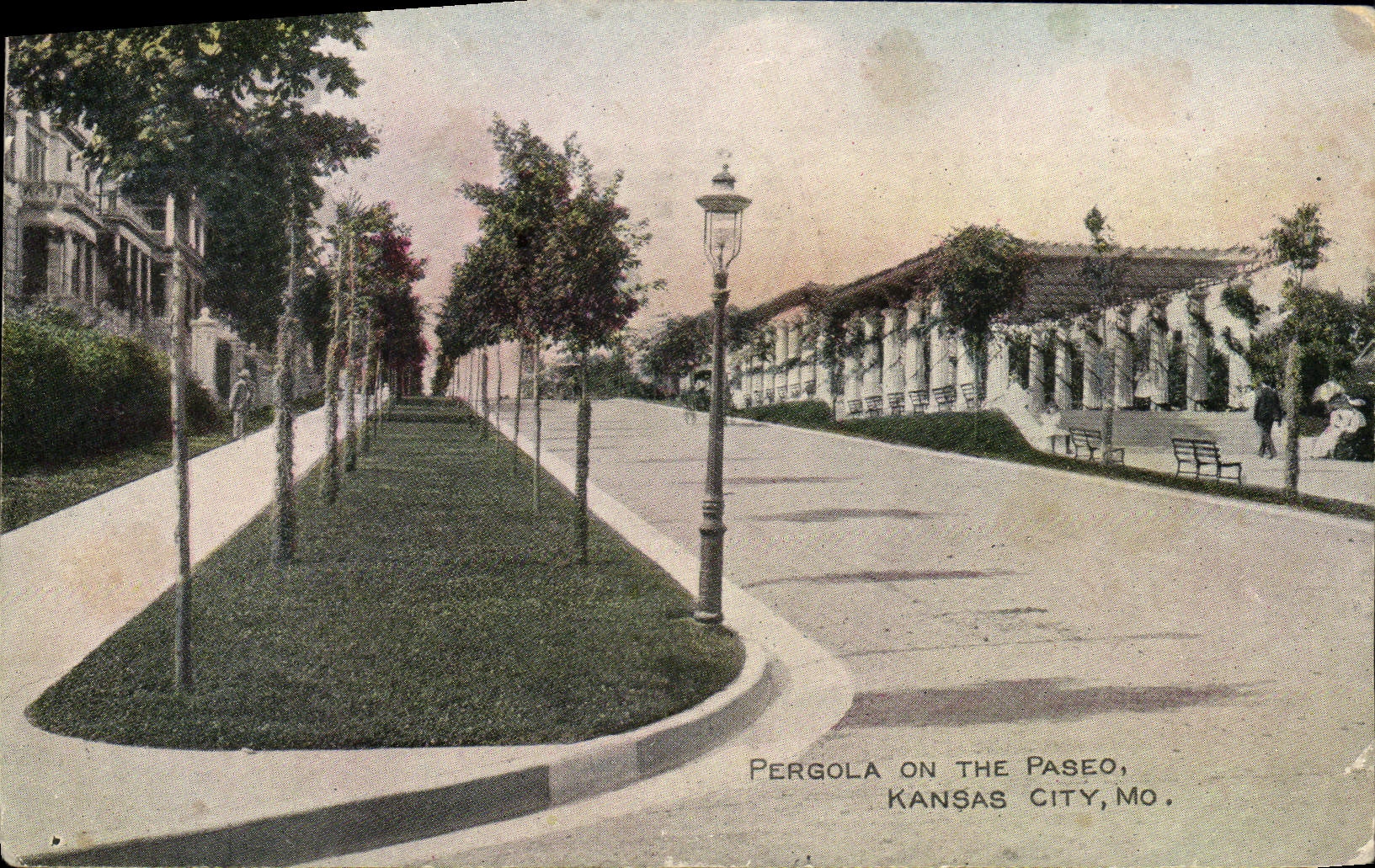 VINTAGE POSTCARD Pergola One The Paseo Kansas City Mo