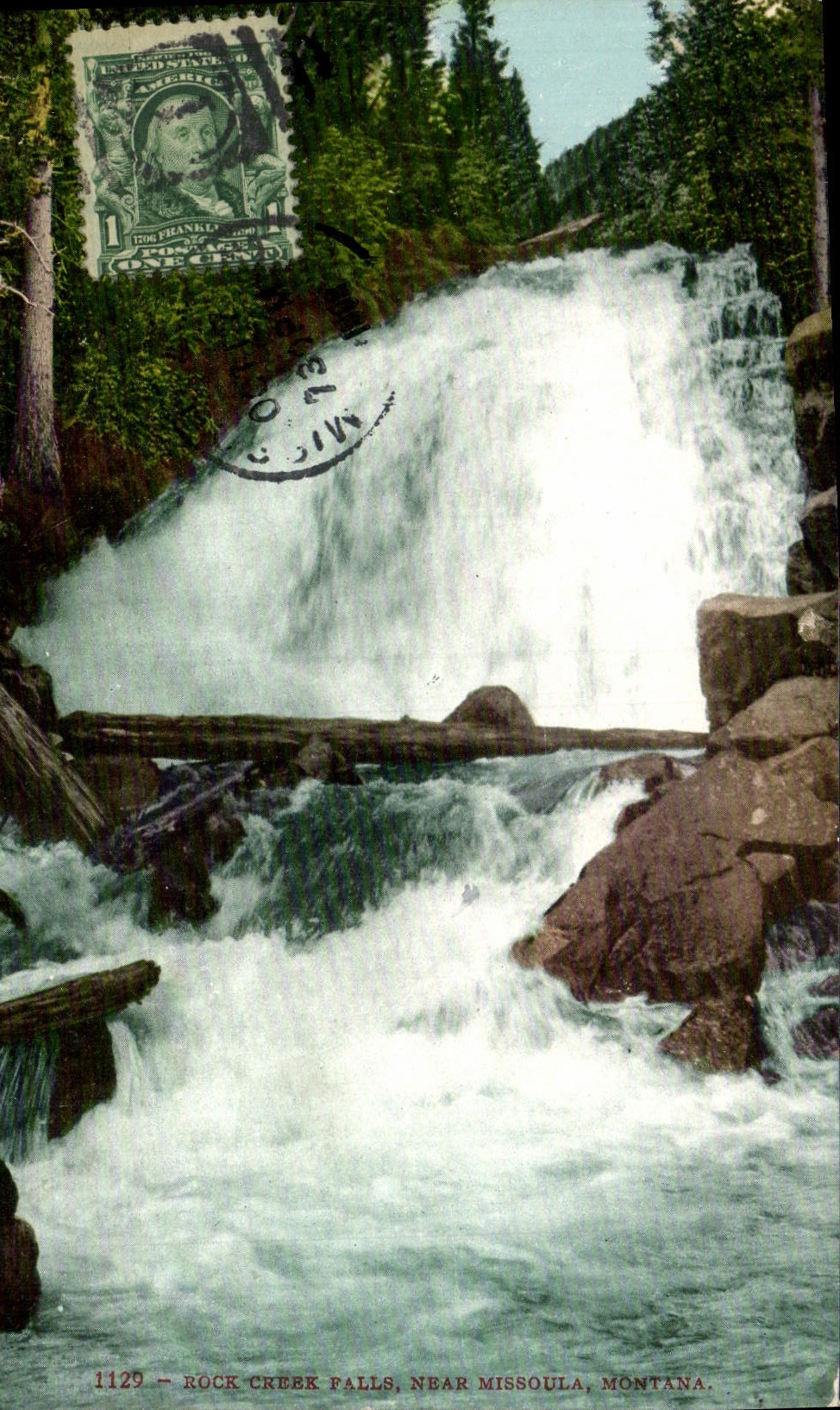 VINTAGE POSTCARD Rock'n'roll Creek Falls Near Missoula Montana