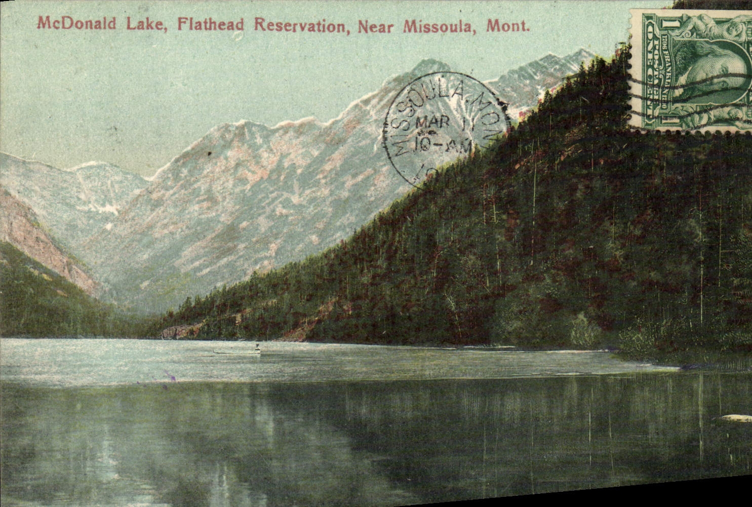 VINTAGE POSTCARD McDonald Lake Fiathead Reservation Near Missoula Montana