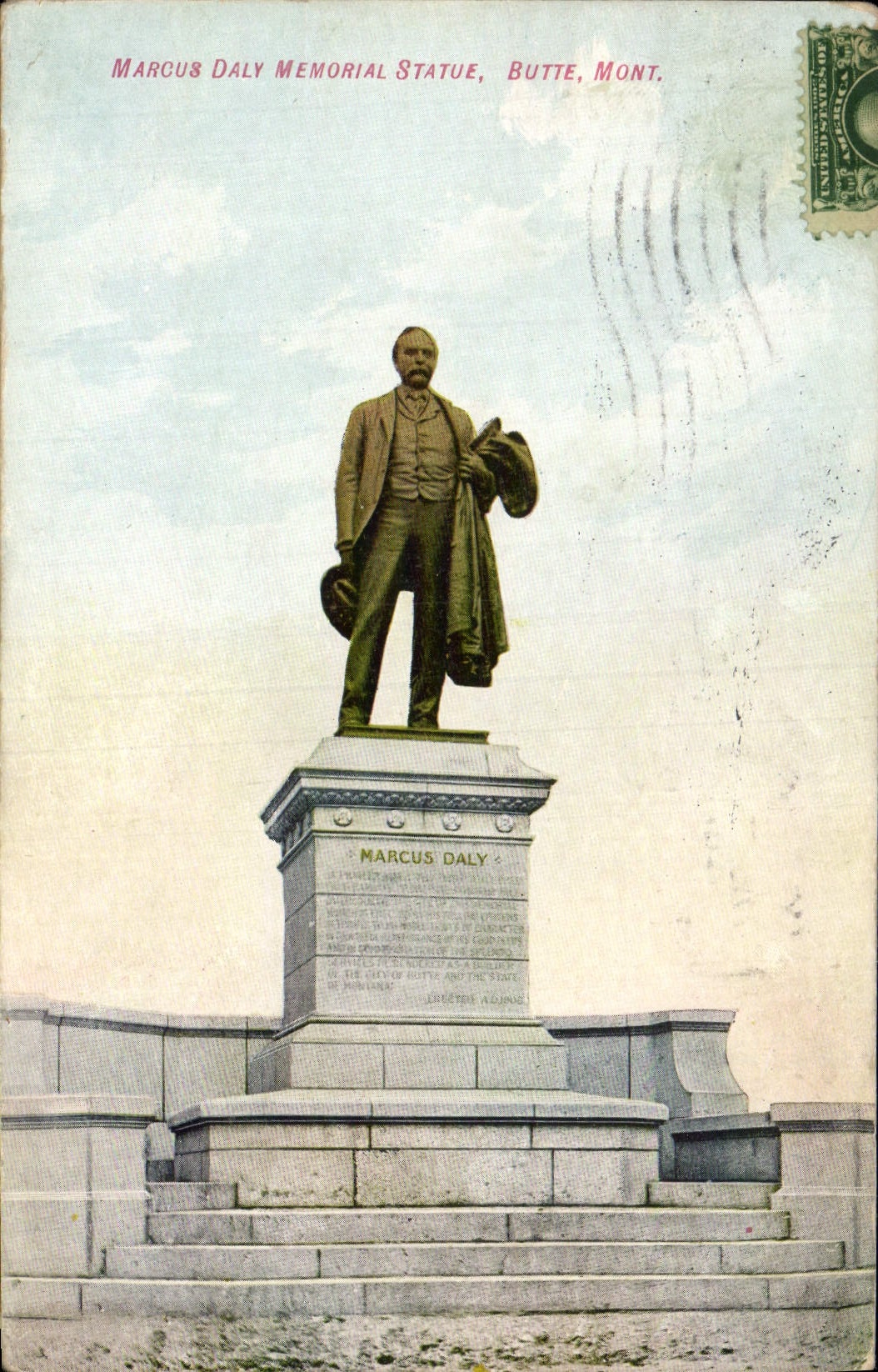 VINTAGE POSTCARD Marcus Daly Memorial Rules Montana Hillock