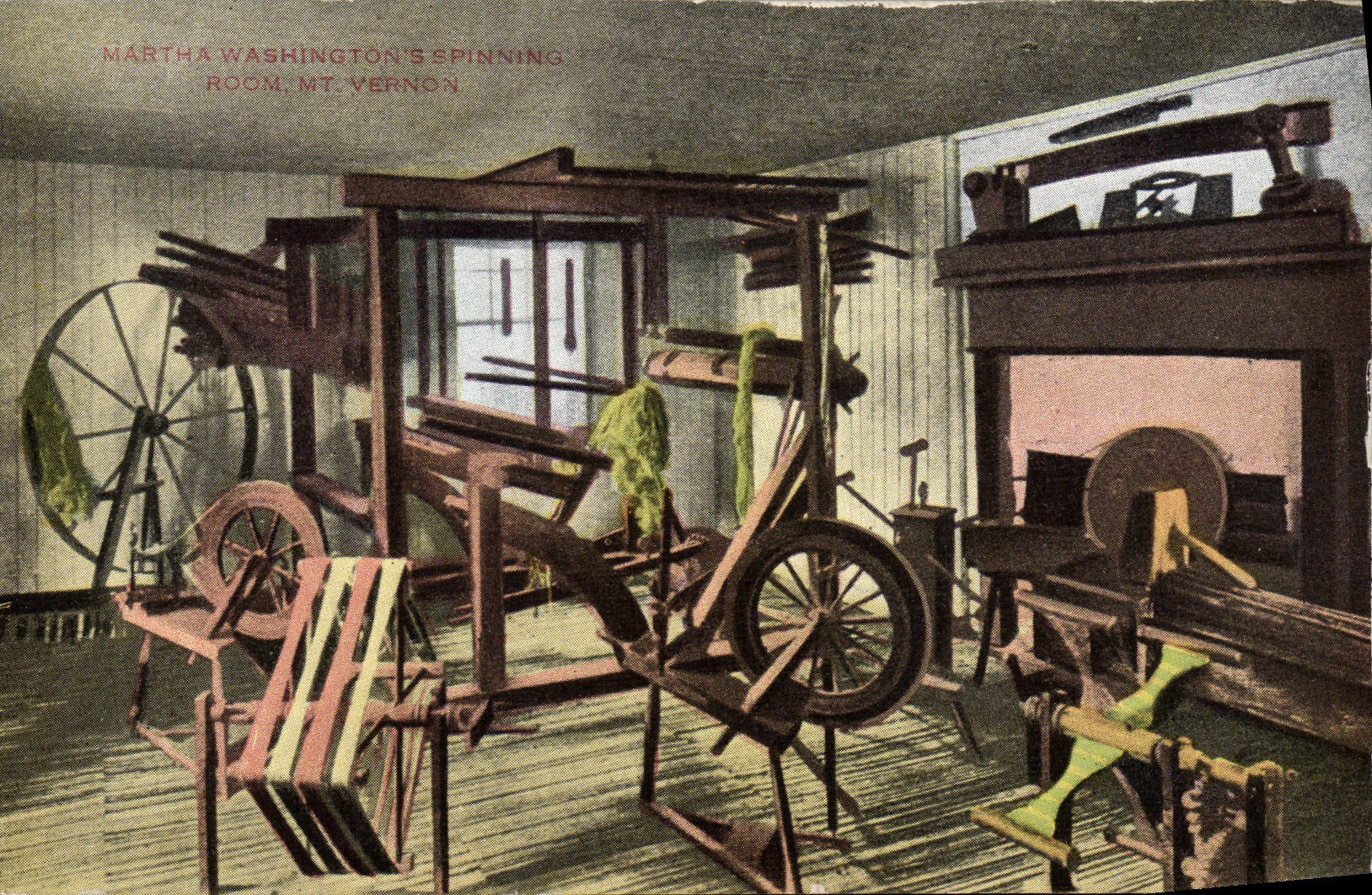 VINTAGE POSTCARD Martha Washington Spinning Room MT Vernon