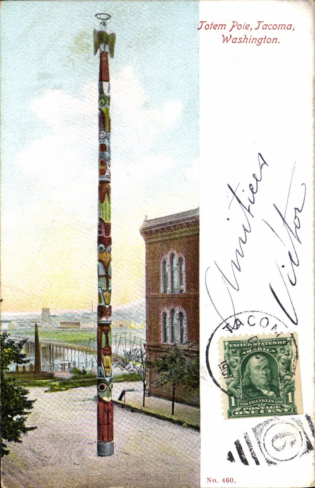 VINTAGE POSTCARD Totem Pole Tacoma Washington Folklore