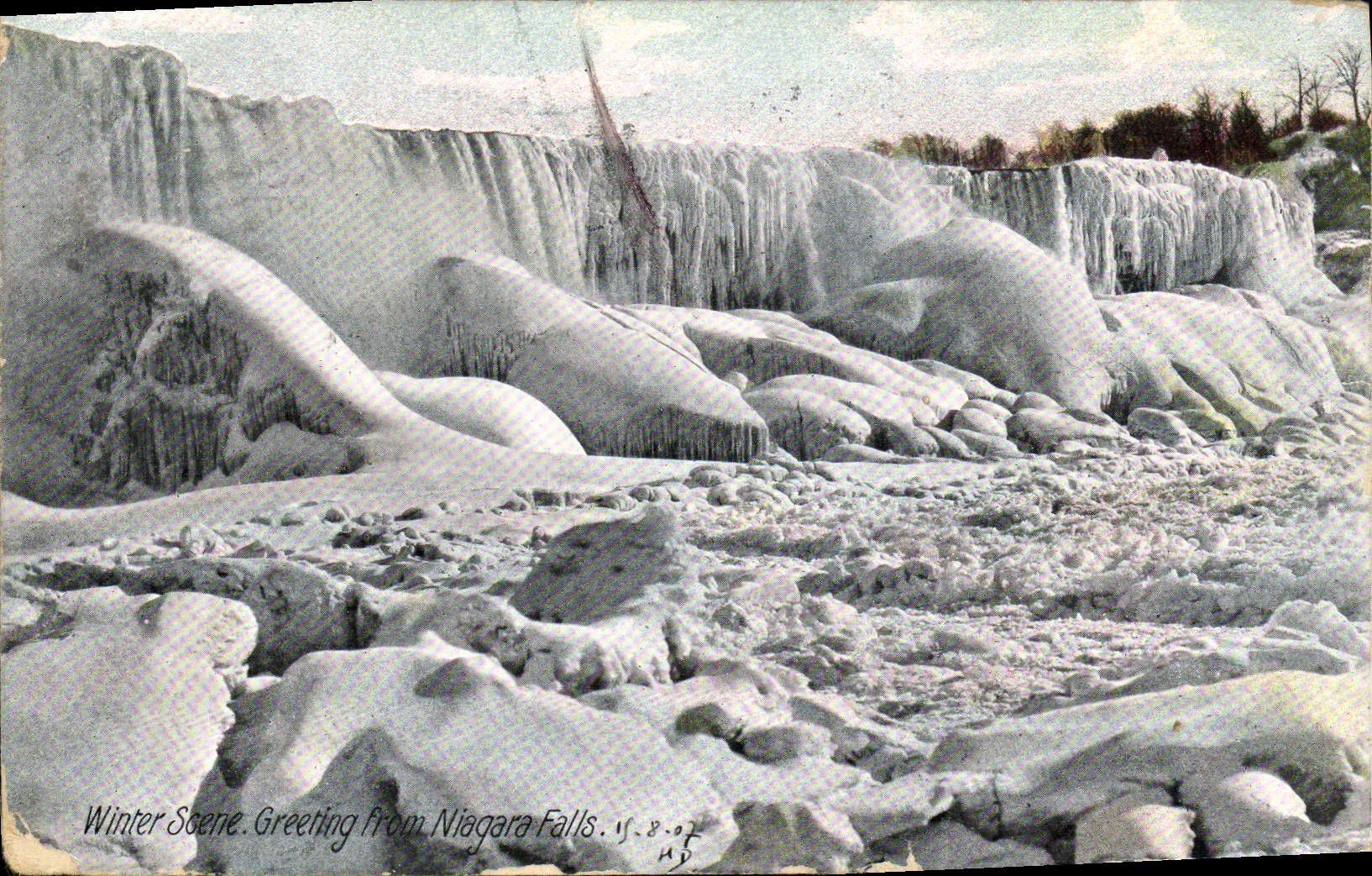 VINTAGE POSTCARD Niagara Falls Winter Scene Greeting from Niagara Falls