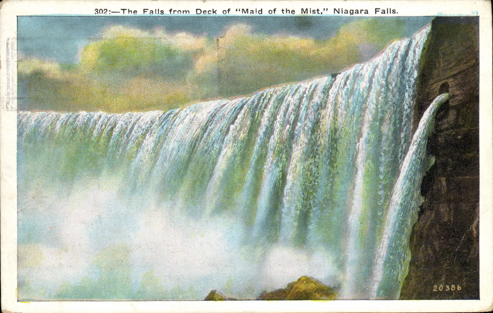 VINTAGE POSTCARD The Falls from Deck off Maid Off the Mist Niagara Falls