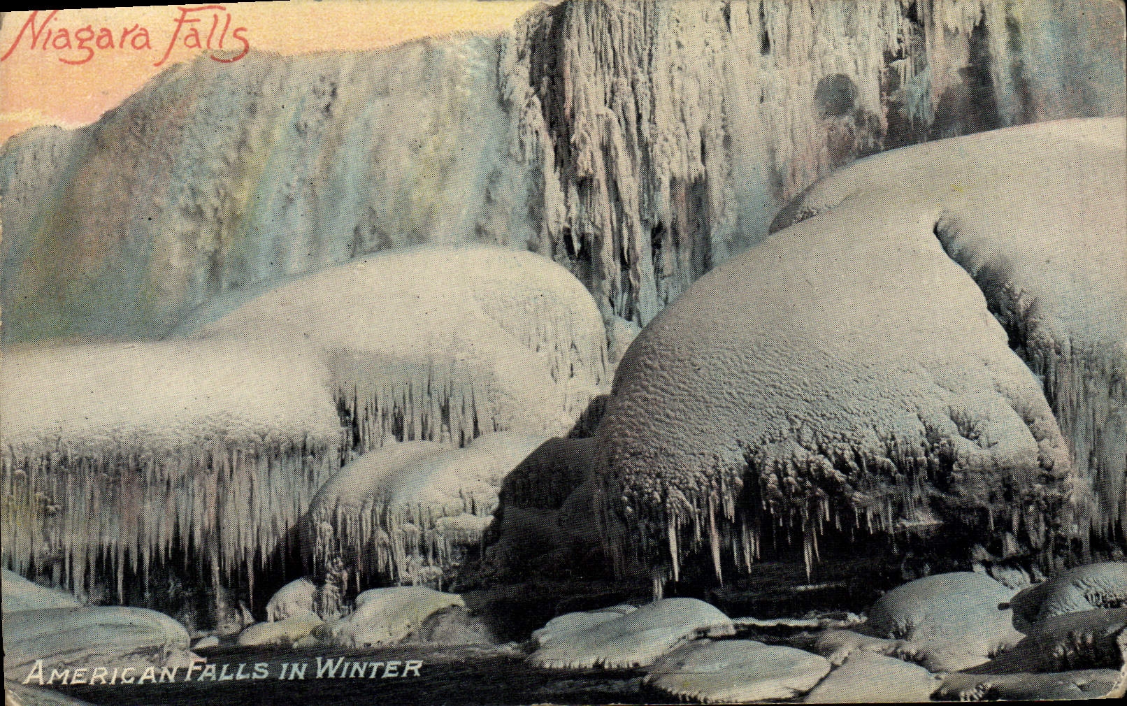 Catarata americana de la POSTAL de la VENDIMIA en invierno