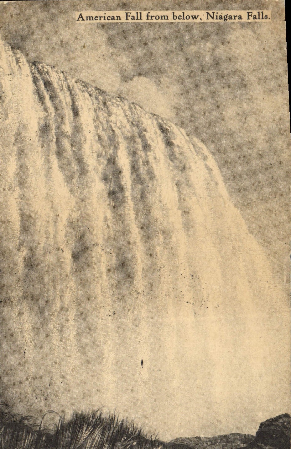 Caída americana de Niagara Falls de la POSTAL de la VENDIMIA de debajo