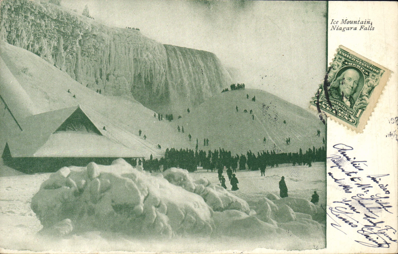 Hielo montana Niagara Falls de la POSTAL de la VENDIMIA