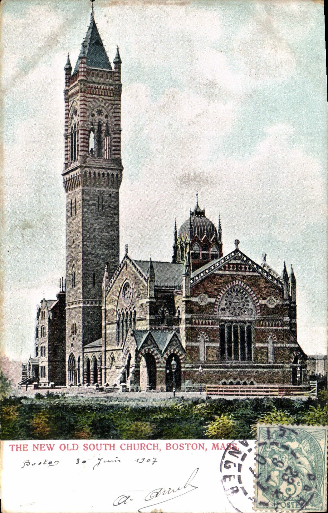 VINTAGE POSTCARD The New Old South Church Boston Farmhouse