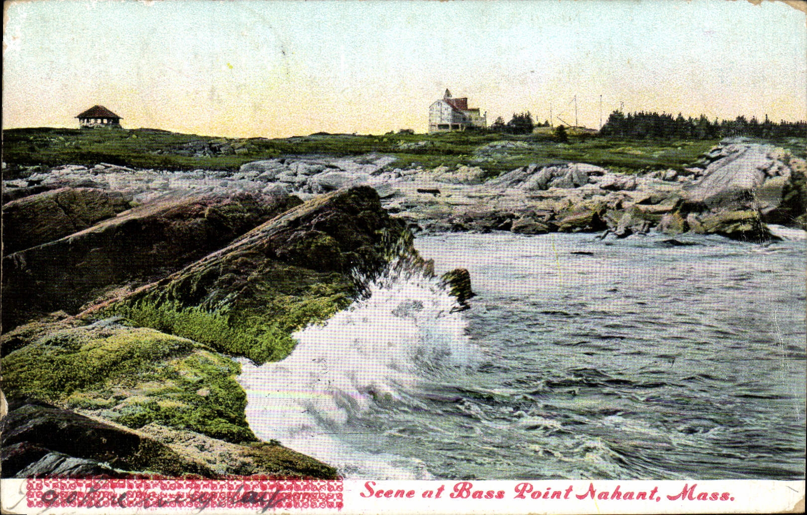 VINTAGE POSTCARD Scene Low At Point Nahant Farmhouse