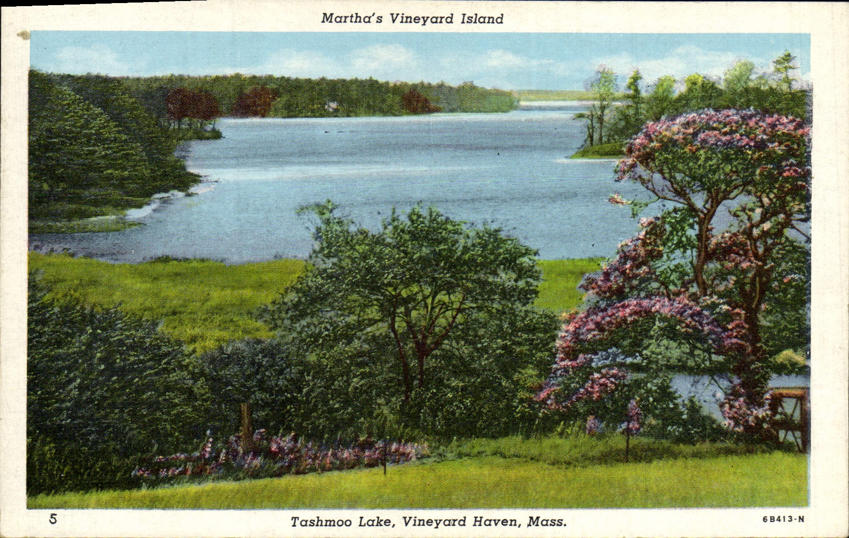 VINTAGE POSTCARD Martha's Vineyard Island Tashmoo Lake Vineyard Haven Farmhouse