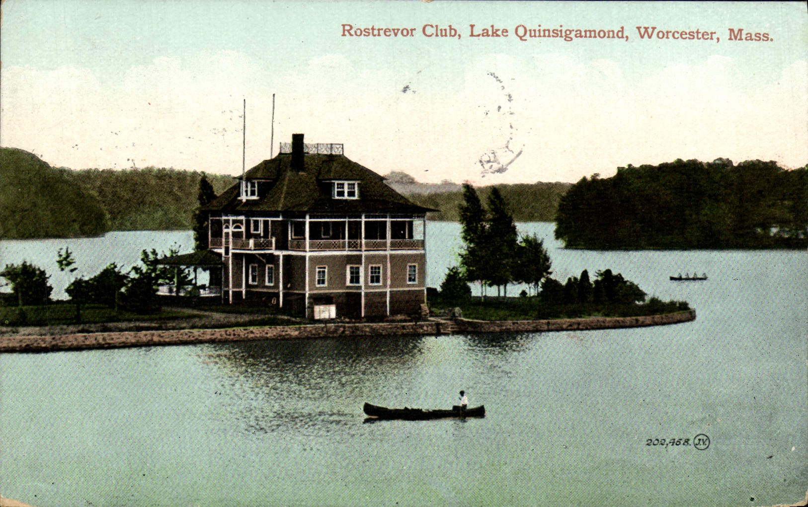 Cortijo de Quinsigamond Worcester del lago club de Rostrevor de la POSTAL de la VENDIMIA