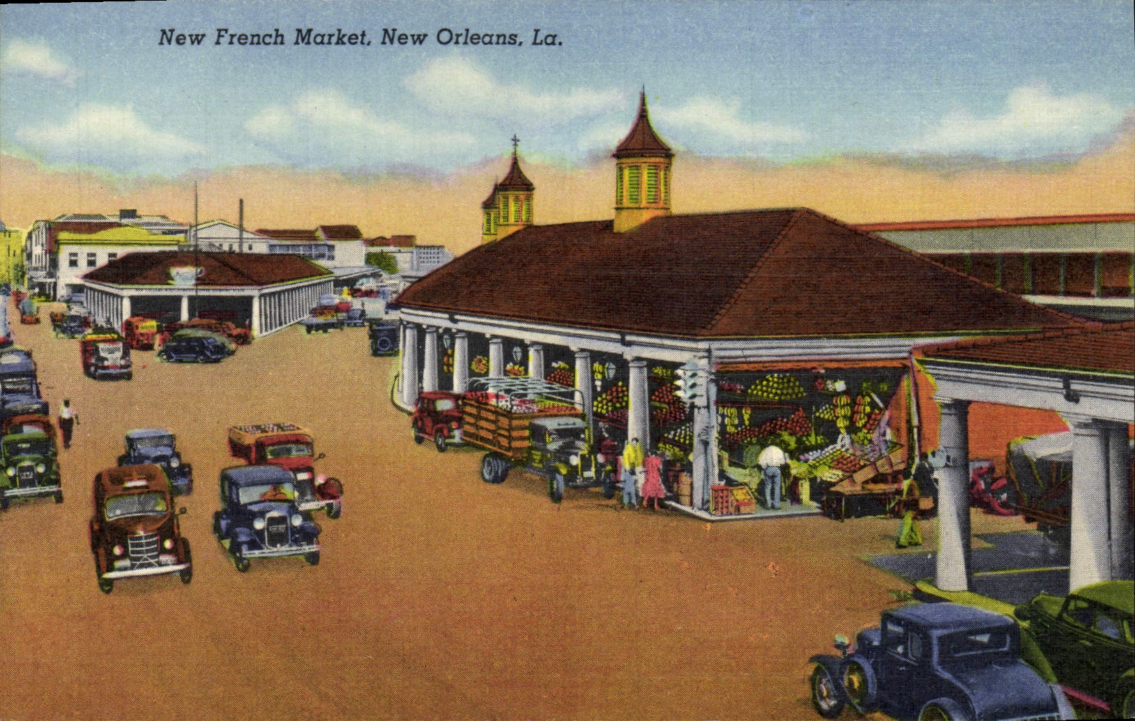 Mercado New Orleans del francés de la POSTAL de la VENDIMIA nuevo