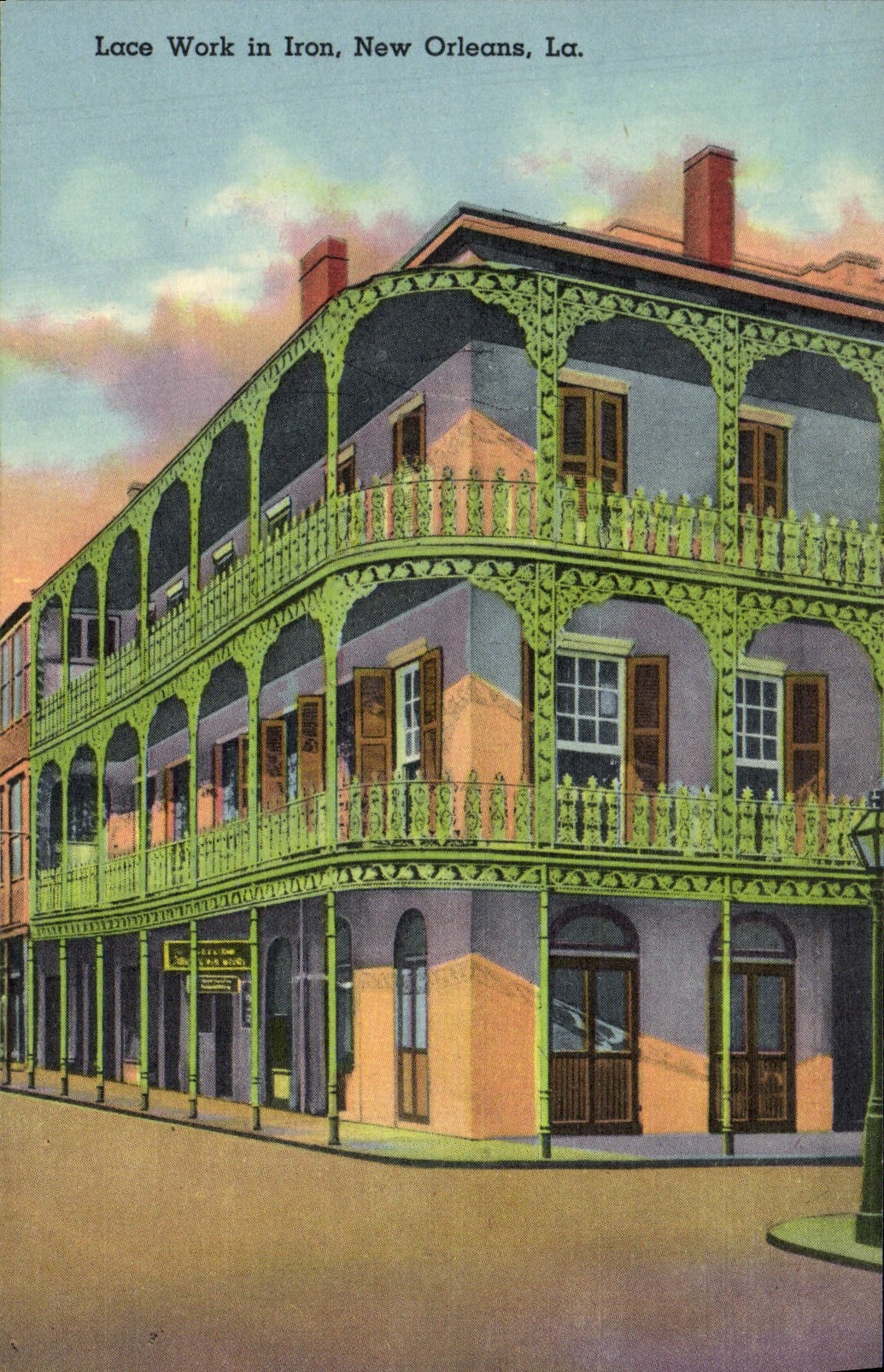 Trabajo de la POSTAL de la VENDIMIA en los cordones de New Orleans del hierro