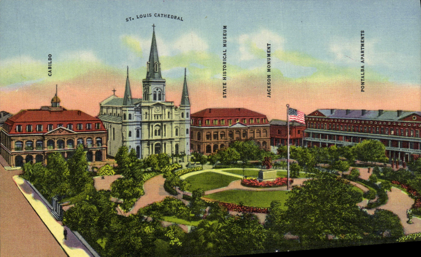 VINTAGE POSTCARD Jackson public garden New Orleans