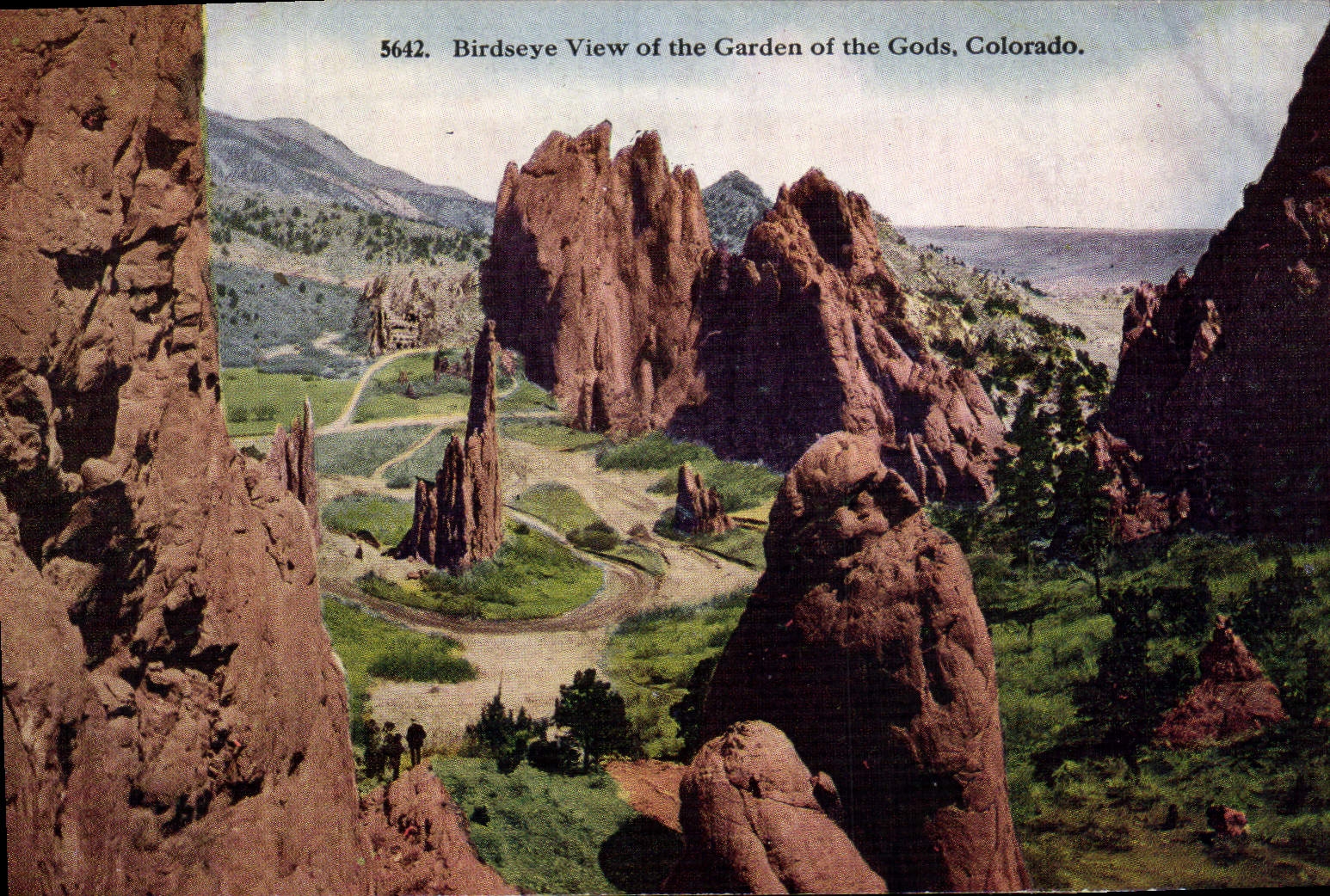 Opinión de Colorado Birdseye de la POSTAL de la VENDIMIA del jardín de dioses