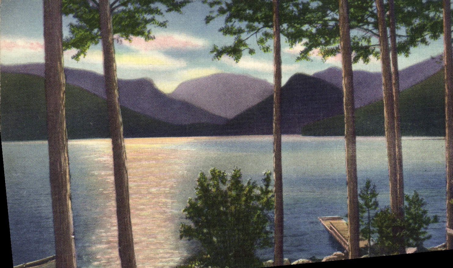 TA grande Baldy del lago scene de la mañana de Colorado de la POSTAL de la VENDIMIA en fondo