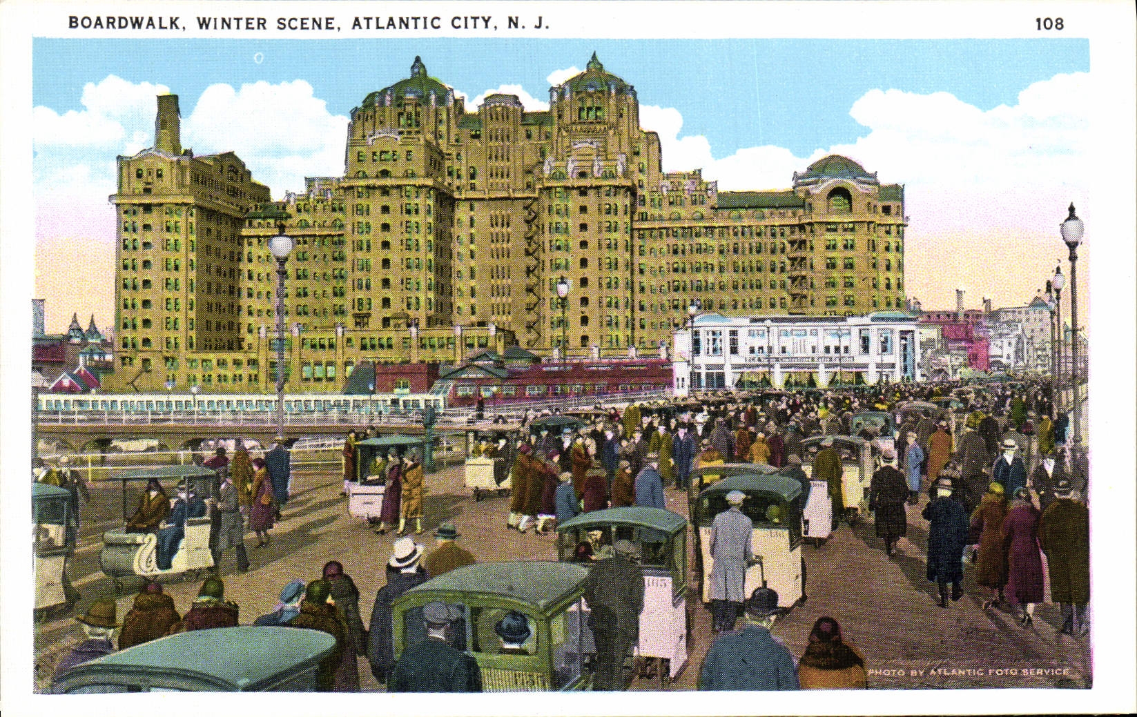 VINTAGE POSTCARD Atlantic City Boardwalk Winter Scene