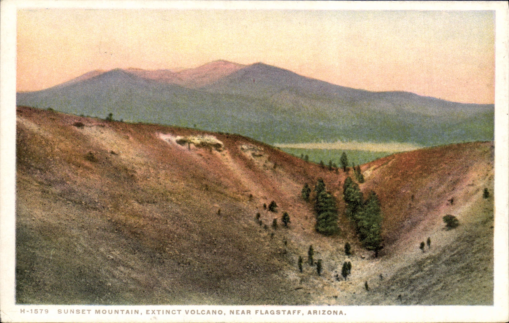 VINTAGE POSTCARD Arizona Sunset Mountain Extinct Volcano Near Flagstaff
