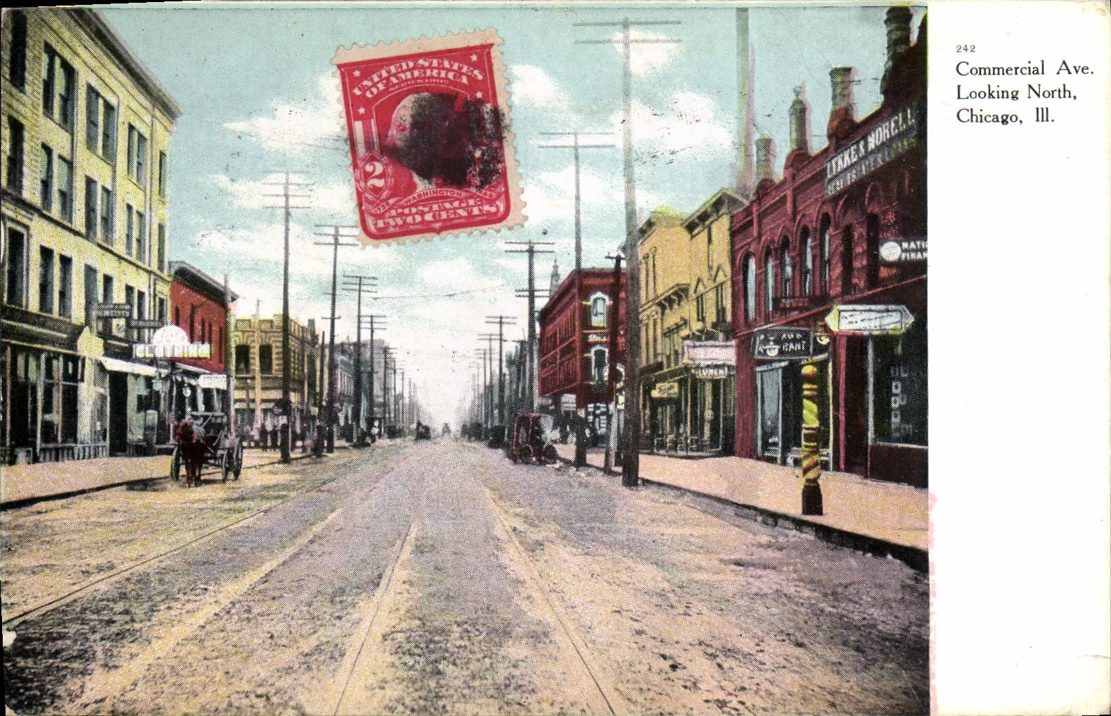 VINTAGE POSTCARD Commercial Chicago Ave Looking North Chicago