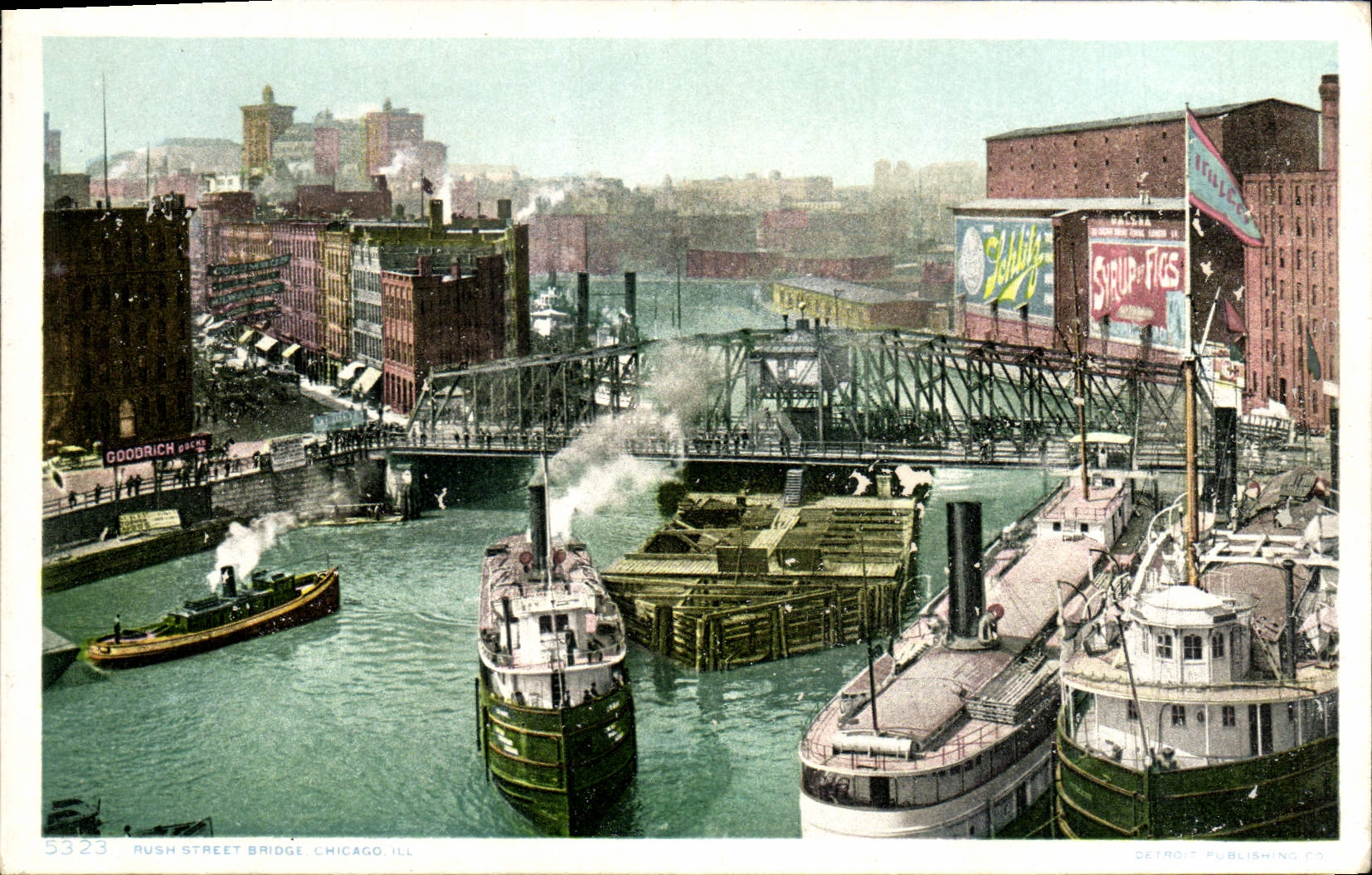 CPA Chicago Rush street Bridge Bateaux