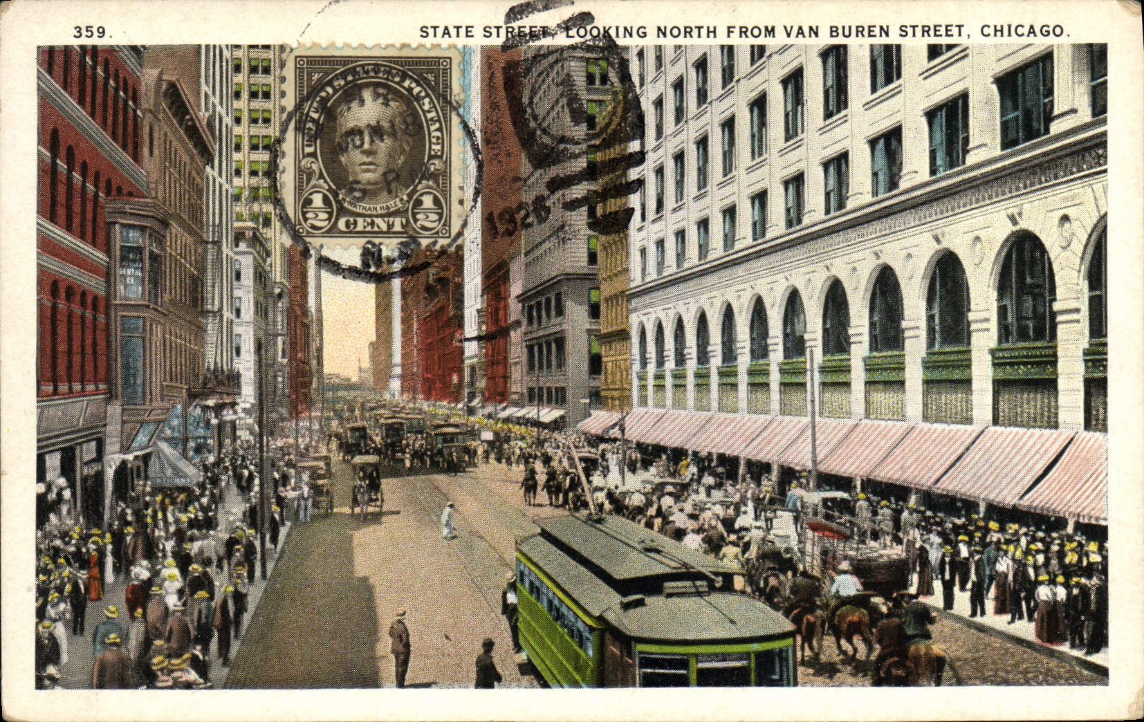 VINTAGE POSTCARD Chicago State Street Looking North From Van Buren Street