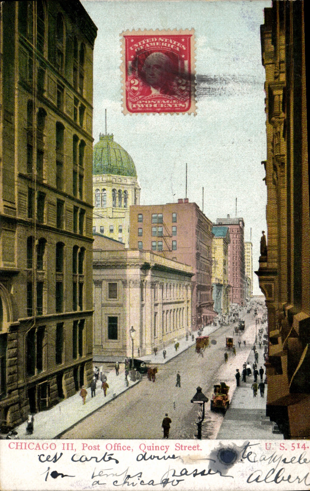 VINTAGE POSTCARD Chicago Post Office Quincy Street