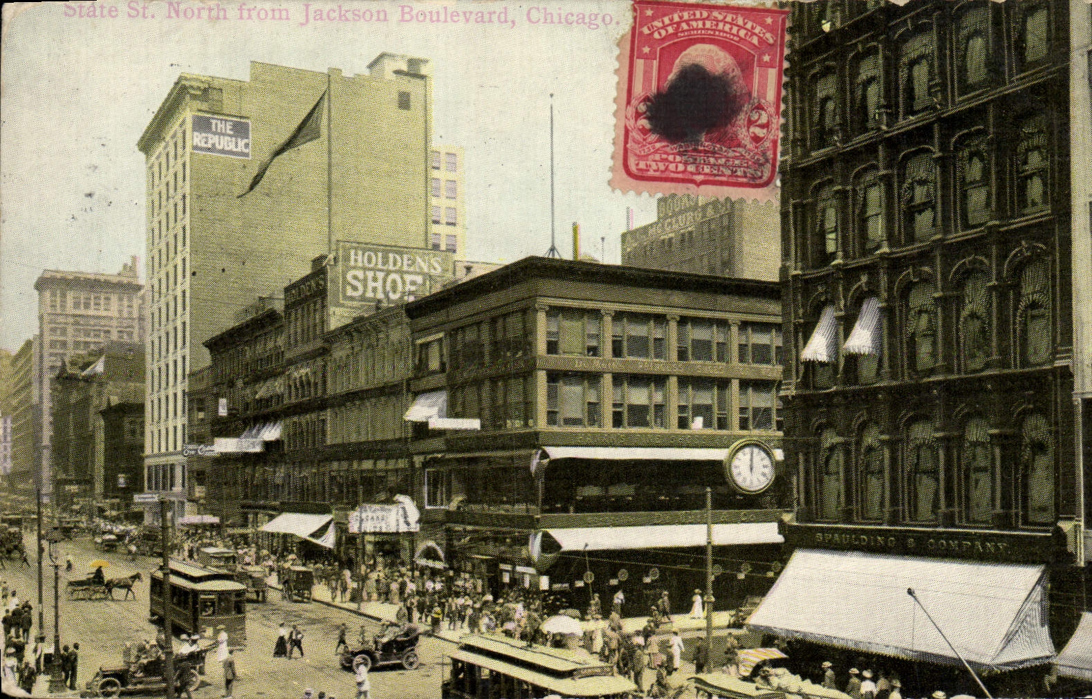 VINTAGE POSTCARD Chicaco State St North From Jackson Boulevard