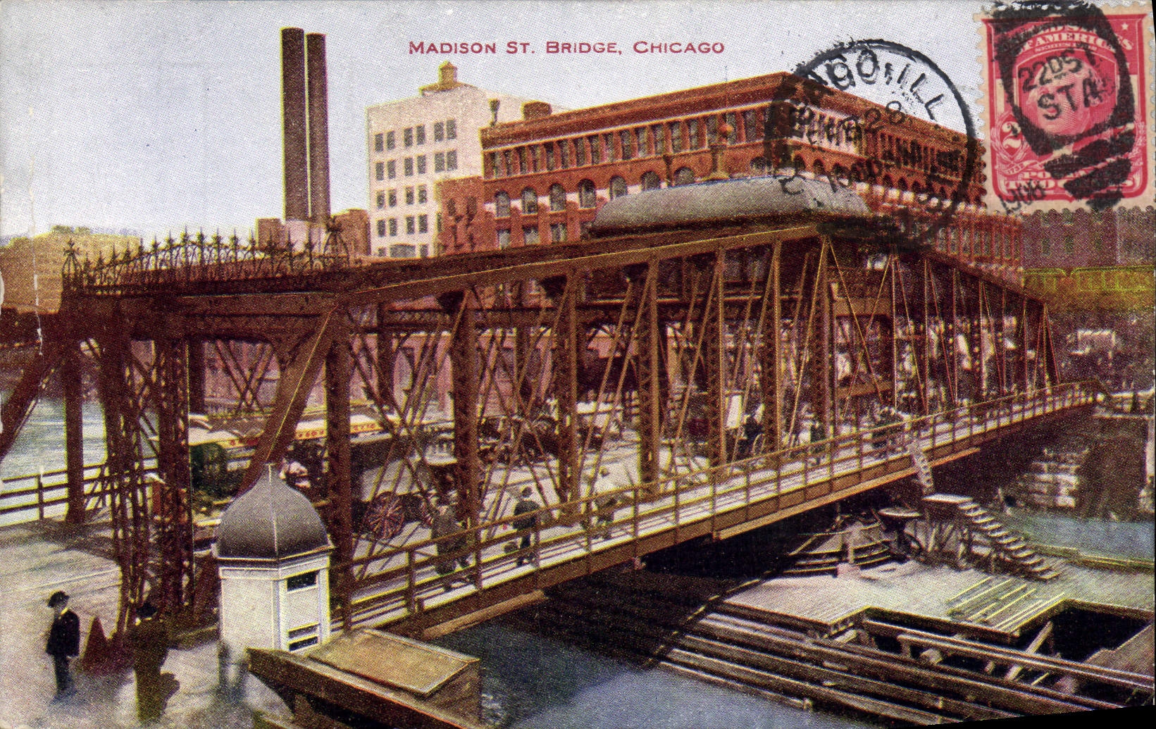 VINTAGE POSTCARD Chicago Madison St Bridge
