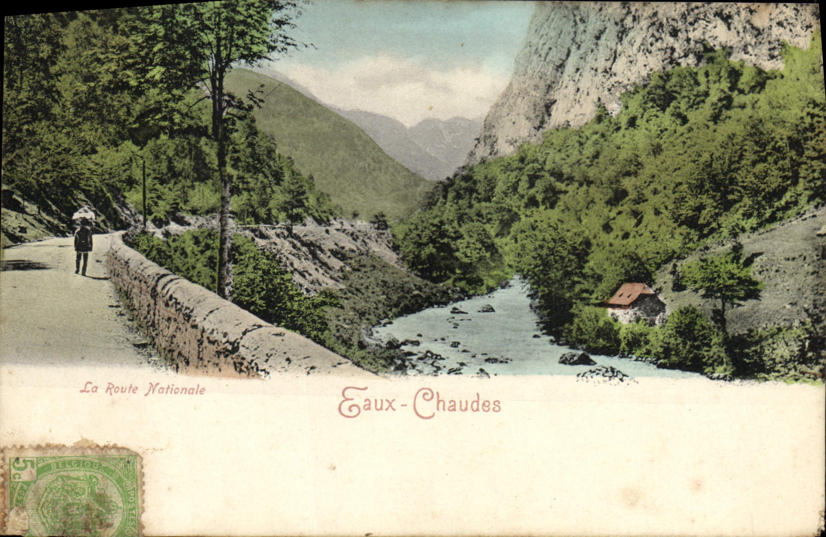 VINTAGE POSTCARD Warm water the trunk road