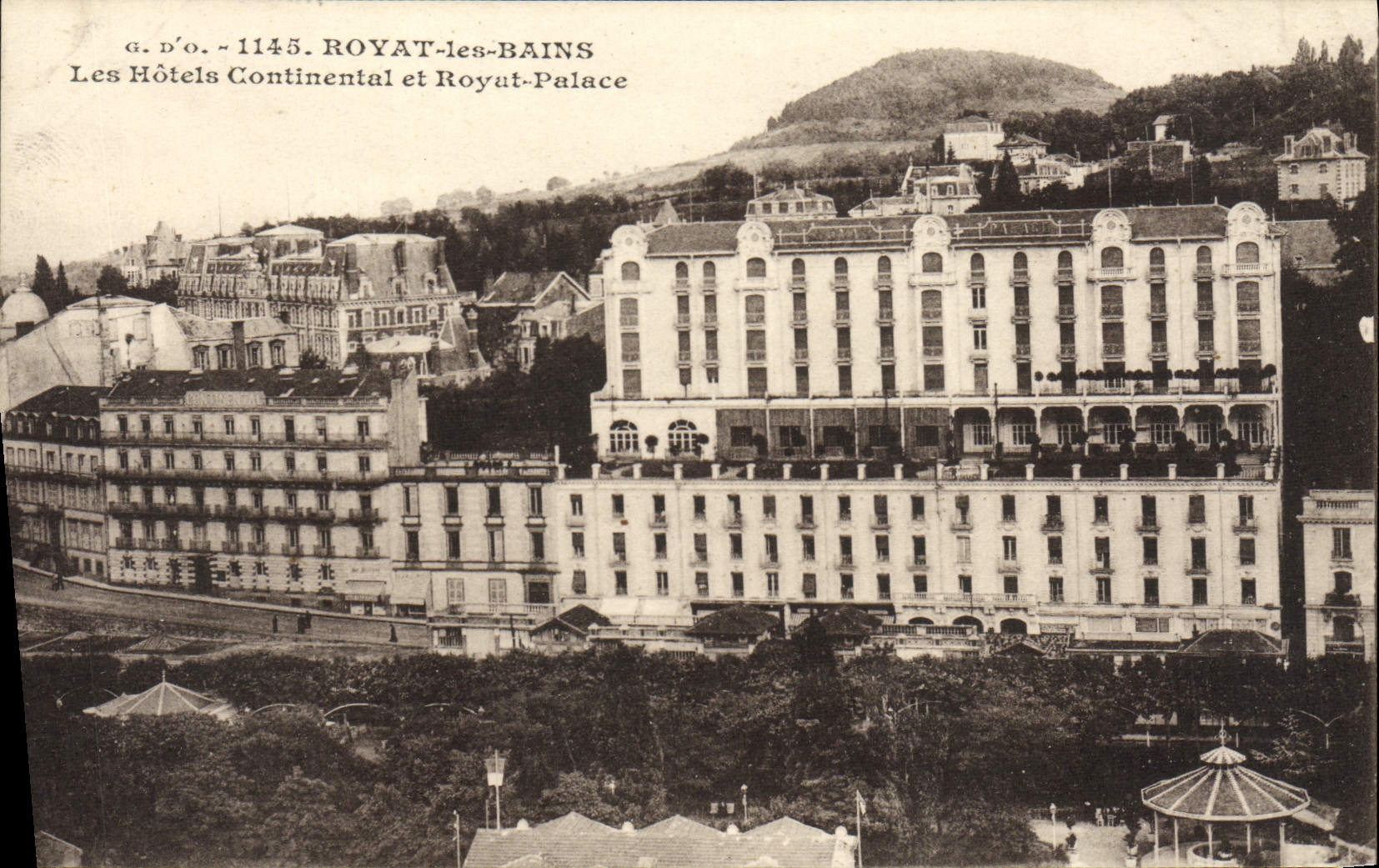VINTAGE POSTCARD Royat les Bains Hotels Continental and Royat De luxe hotel