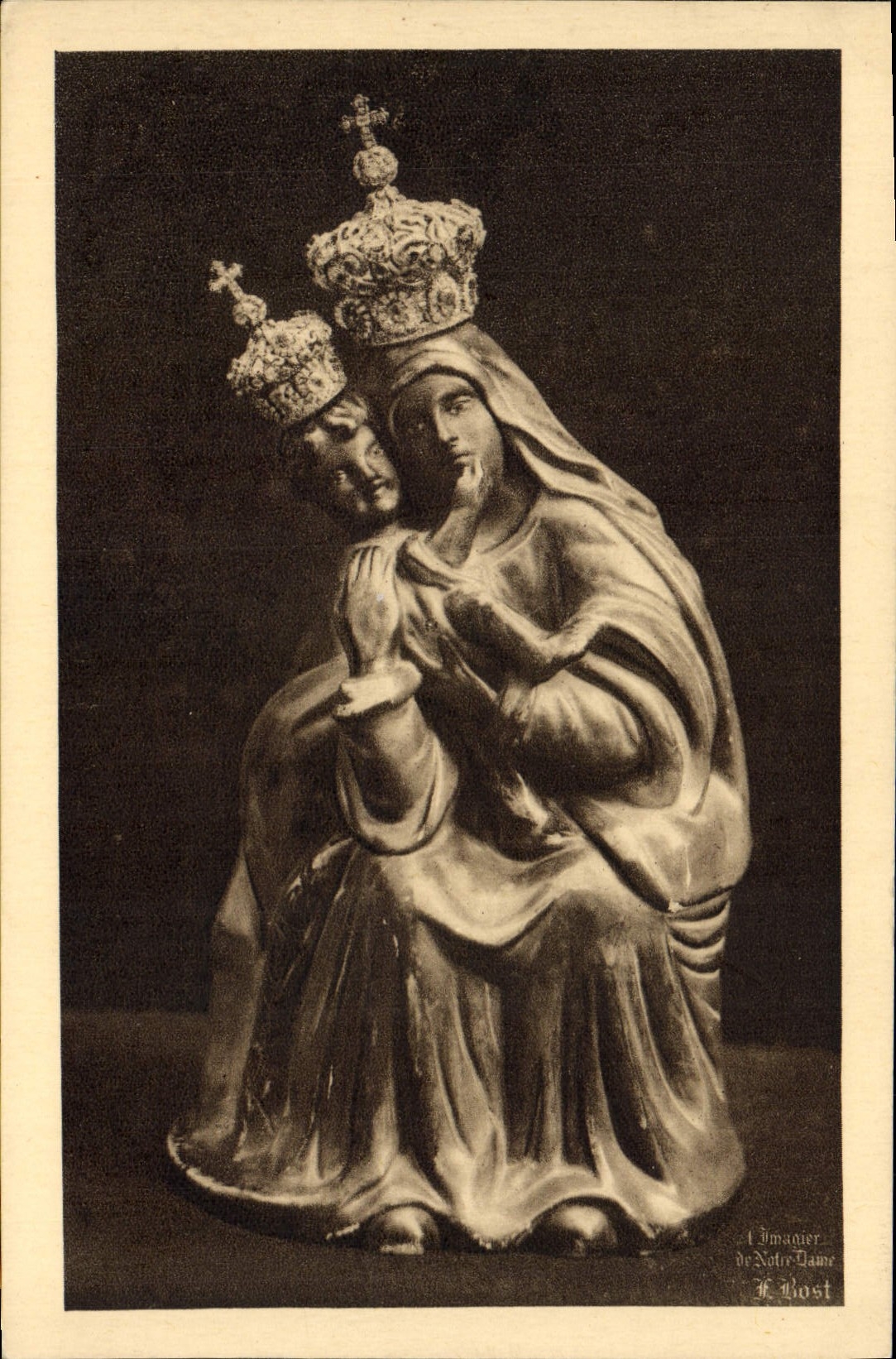 La POSTAL Norte de la VENDIMIA pega a Virgen milagrosa portuaria de Notre Dame Souterraine