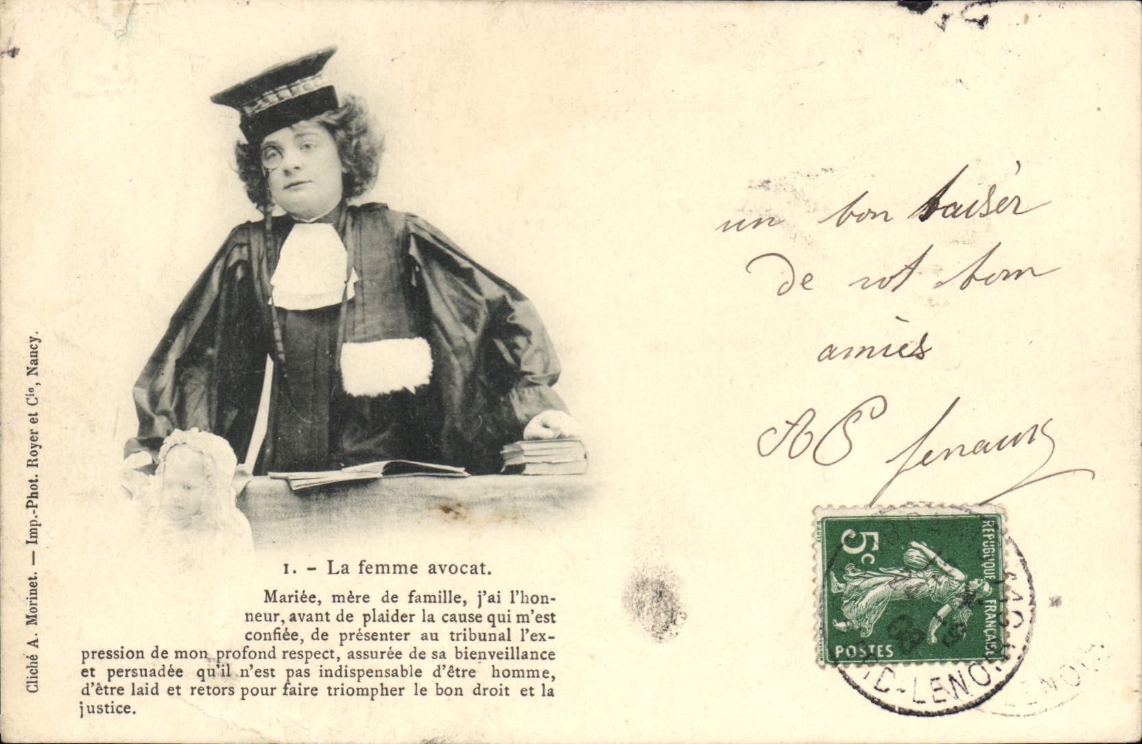 VINTAGE POSTCARD the Married Woman Lawyer Mother I Have Hon Neur Before Pleading the Cause Which Is to Me Judge Justice