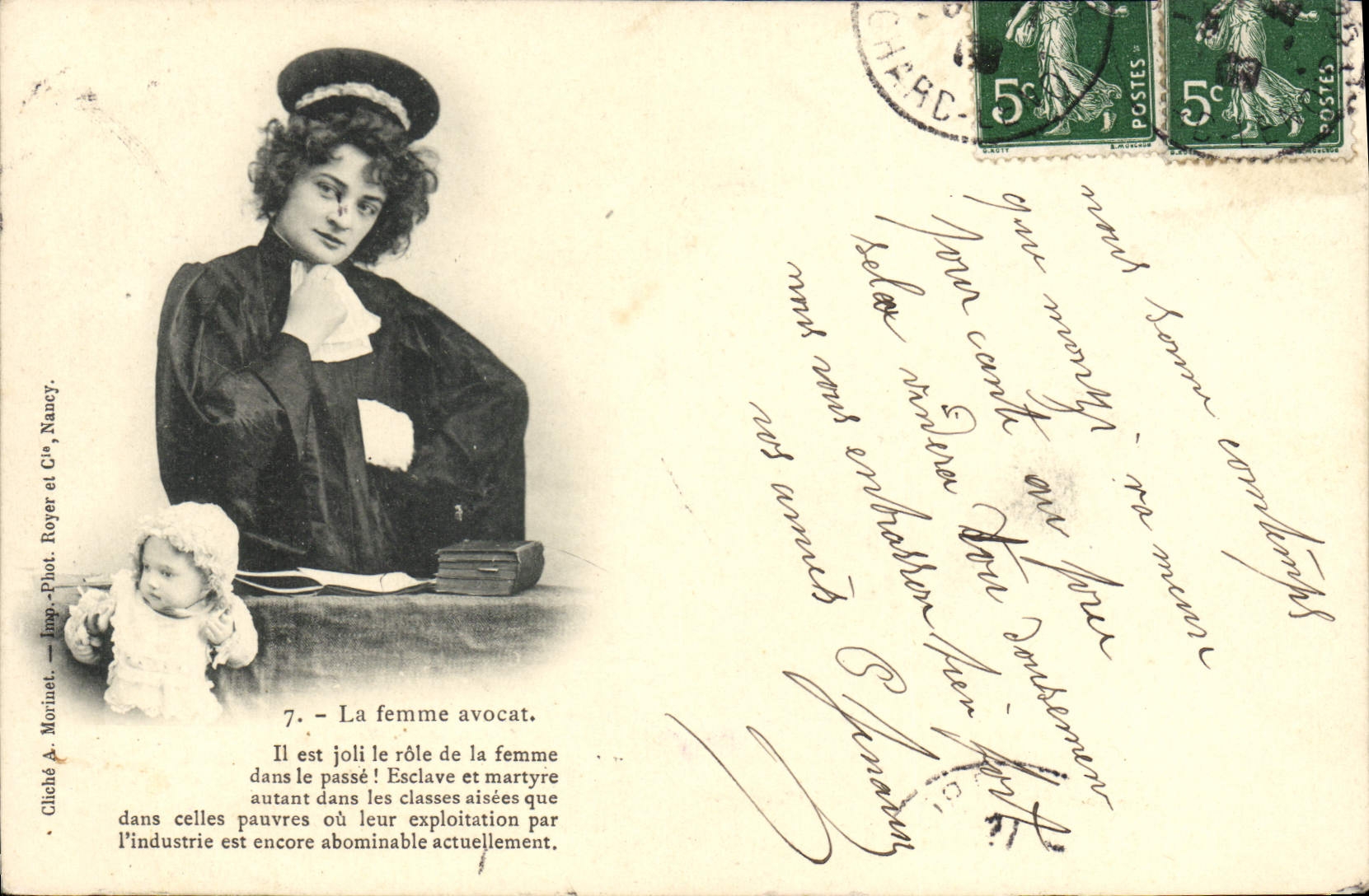 VINTAGE POSTCARD the Woman Lawyer It Is Pretty the Role Of the Woman In the Master key Slave And Martyrdom Judges Justice
