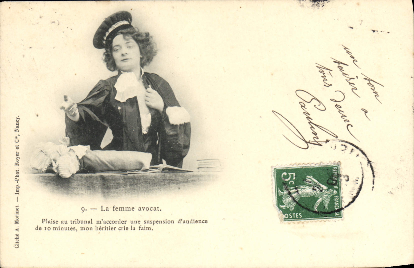 VINTAGE POSTCARD the Woman Lawyer Likes the Court To grant to Me an Adjournment De Ro Minutes Judges Justice